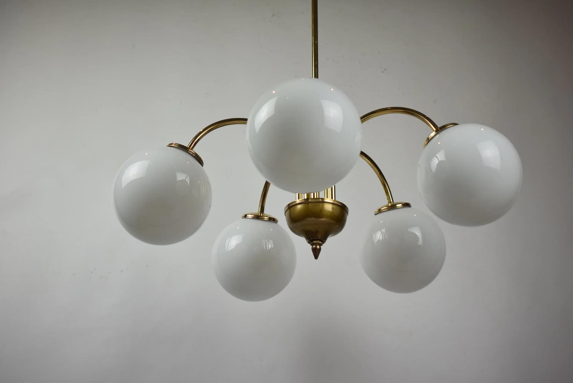 Mosiężny żyrandol pięcioramienny, Polska, lata 70. - 87259