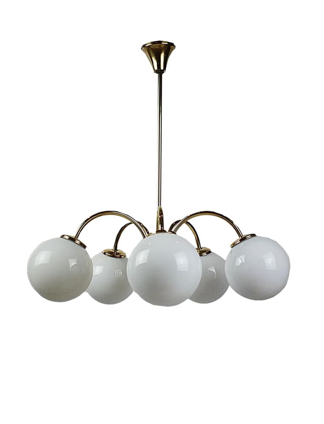 Mosiężny żyrandol pięcioramienny, Polska, lata 70. - WYMIARY