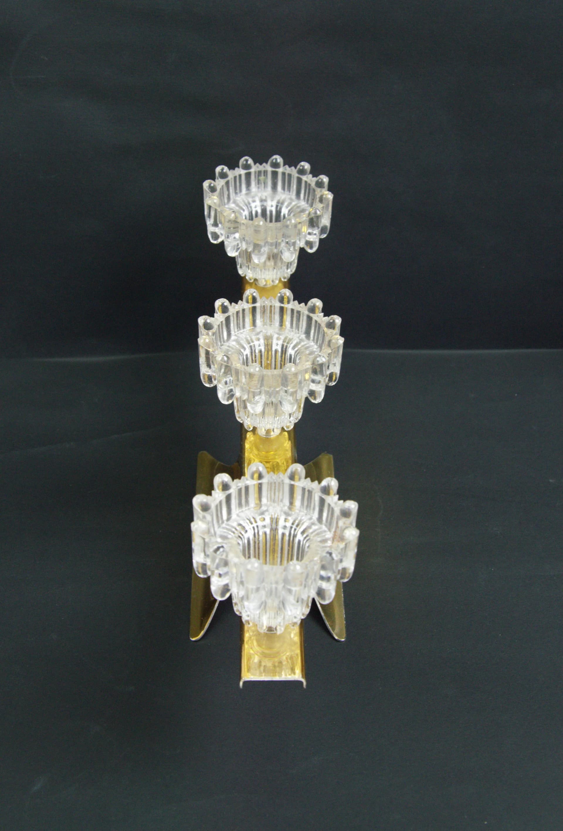 Golden Glass Candle Holder, Mid-century Modern Style, Poland, 1970s - 87240