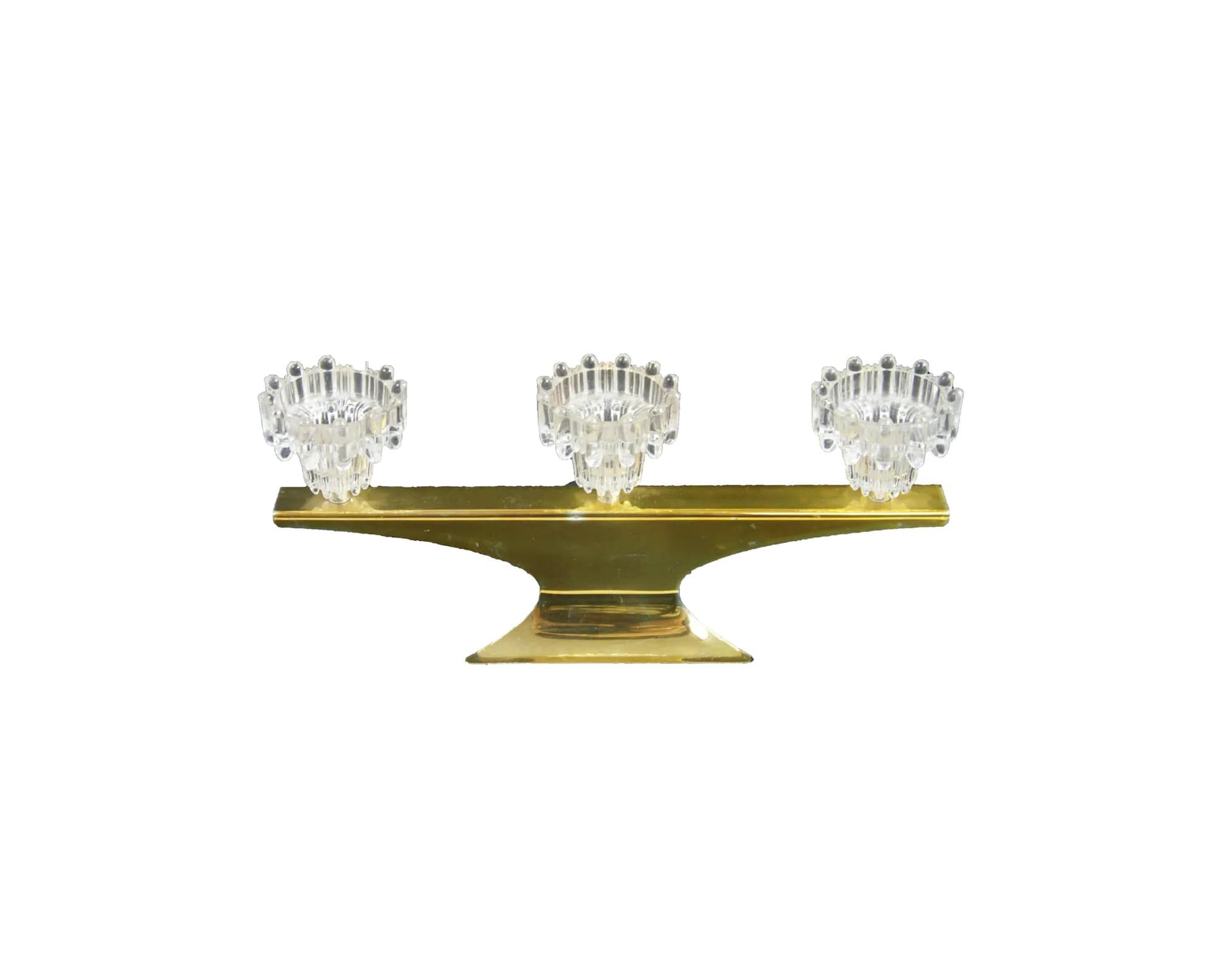 Golden Glass Candle Holder, Mid-century Modern Style, Poland, 1970s