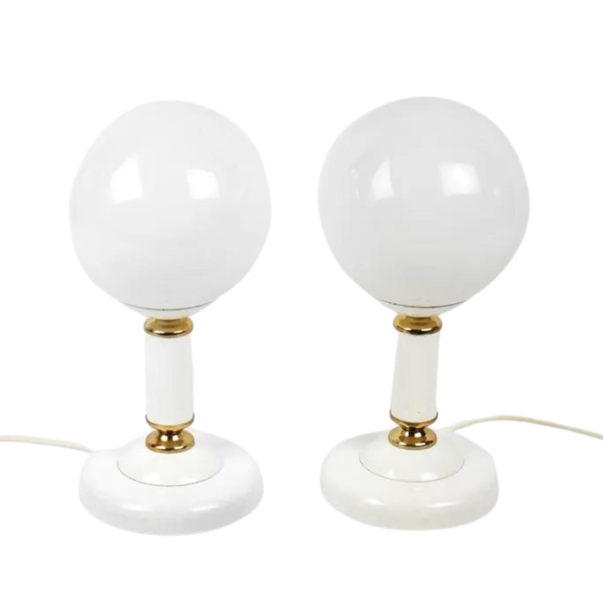 Białe szklane lampki nocne, Polska, lata 70. - 89397