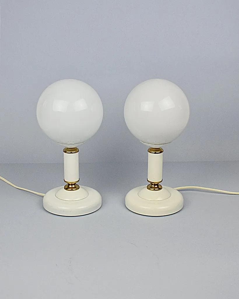 Białe szklane lampki nocne, Polska, lata 70. - 87218