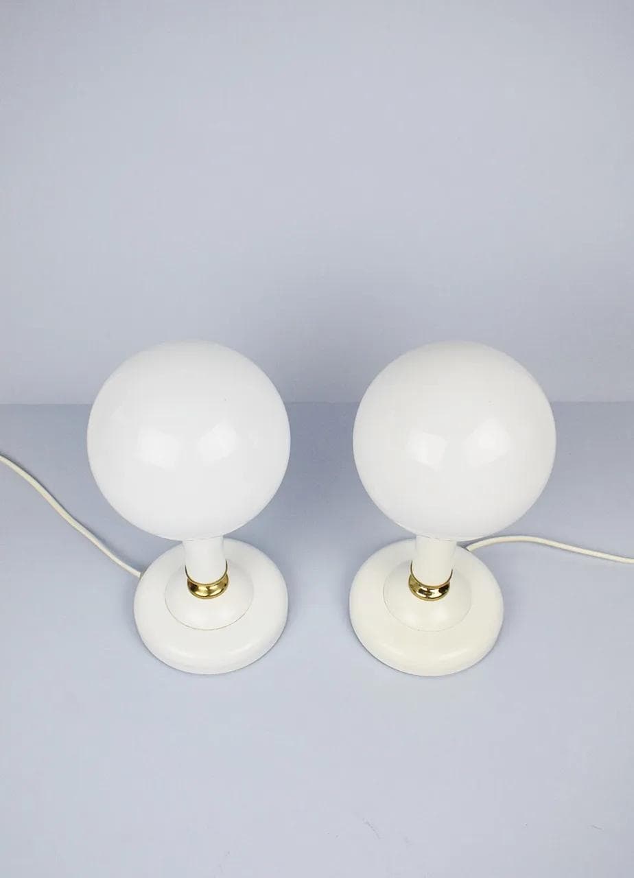 Białe szklane lampki nocne, Polska, lata 70. - 87217