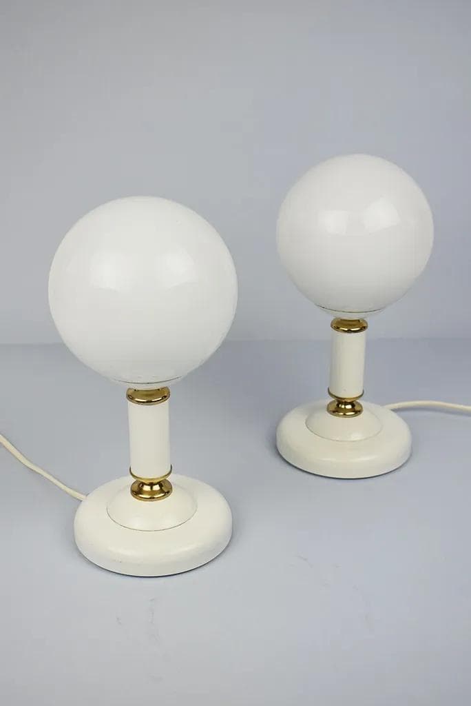 Białe szklane lampki nocne, Polska, lata 70. - 87219