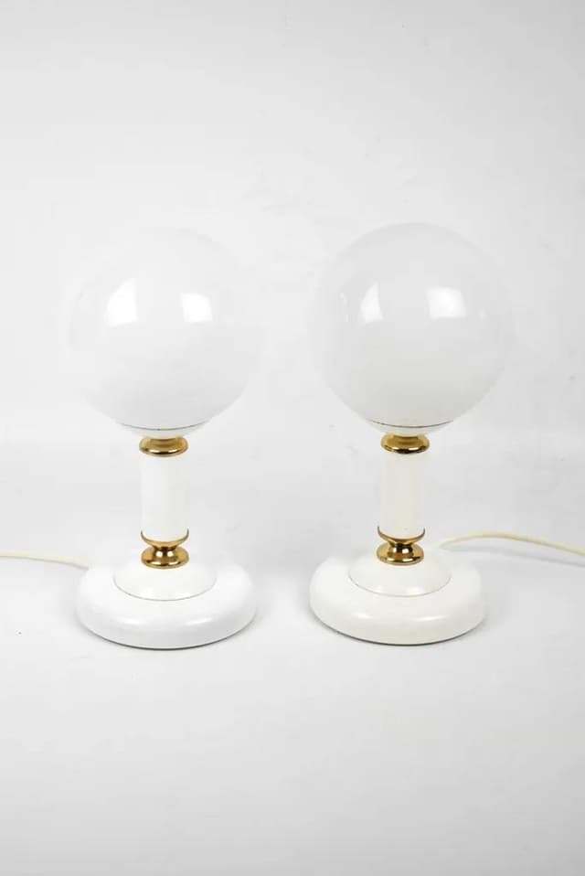 Białe szklane lampki nocne, Polska, lata 70. - WYMIARY