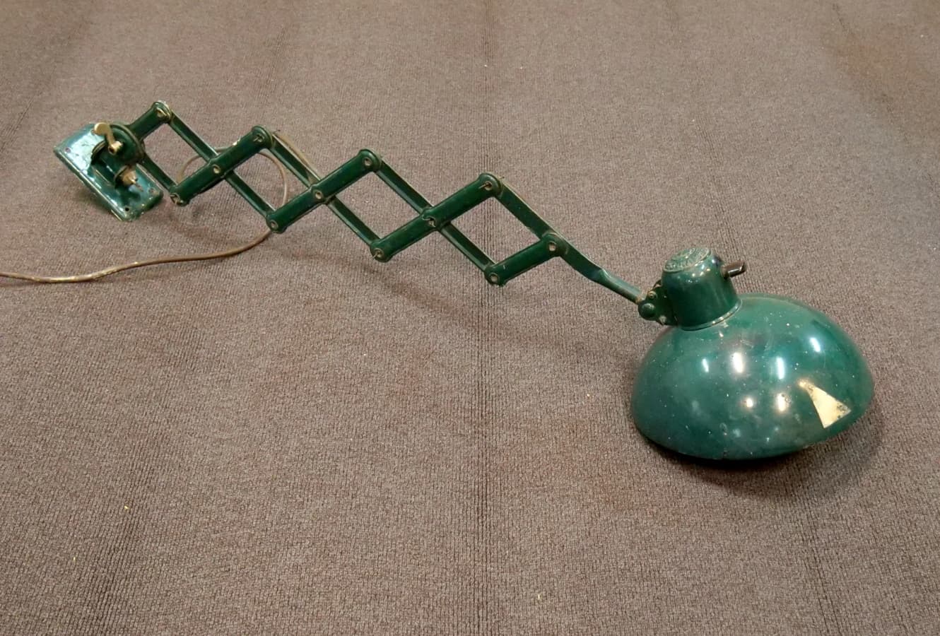 Lampa ścienna nożycowa Kaiser 6718, zielony, metal, proj. C. Dell, Kaiser Idell, Niemcy, lata 30. - 83126