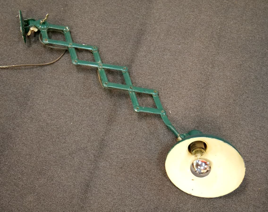 Lampa ścienna nożycowa Kaiser 6718, zielony, metal, proj. C. Dell, Kaiser Idell, Niemcy, lata 30. - 83118