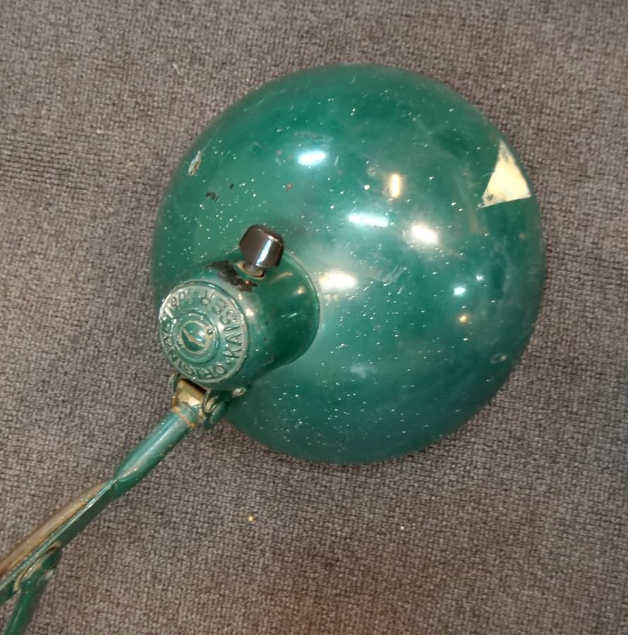 Lampa ścienna nożycowa Kaiser 6718, zielony, metal, proj. C. Dell, Kaiser Idell, Niemcy, lata 30. - 83124