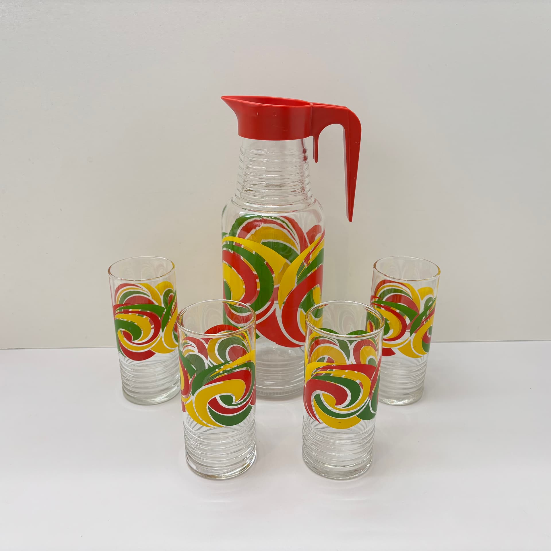 Zestaw szklanek i dzbanek, multikolor, szkło, Niemcy, lata 80. - 83170