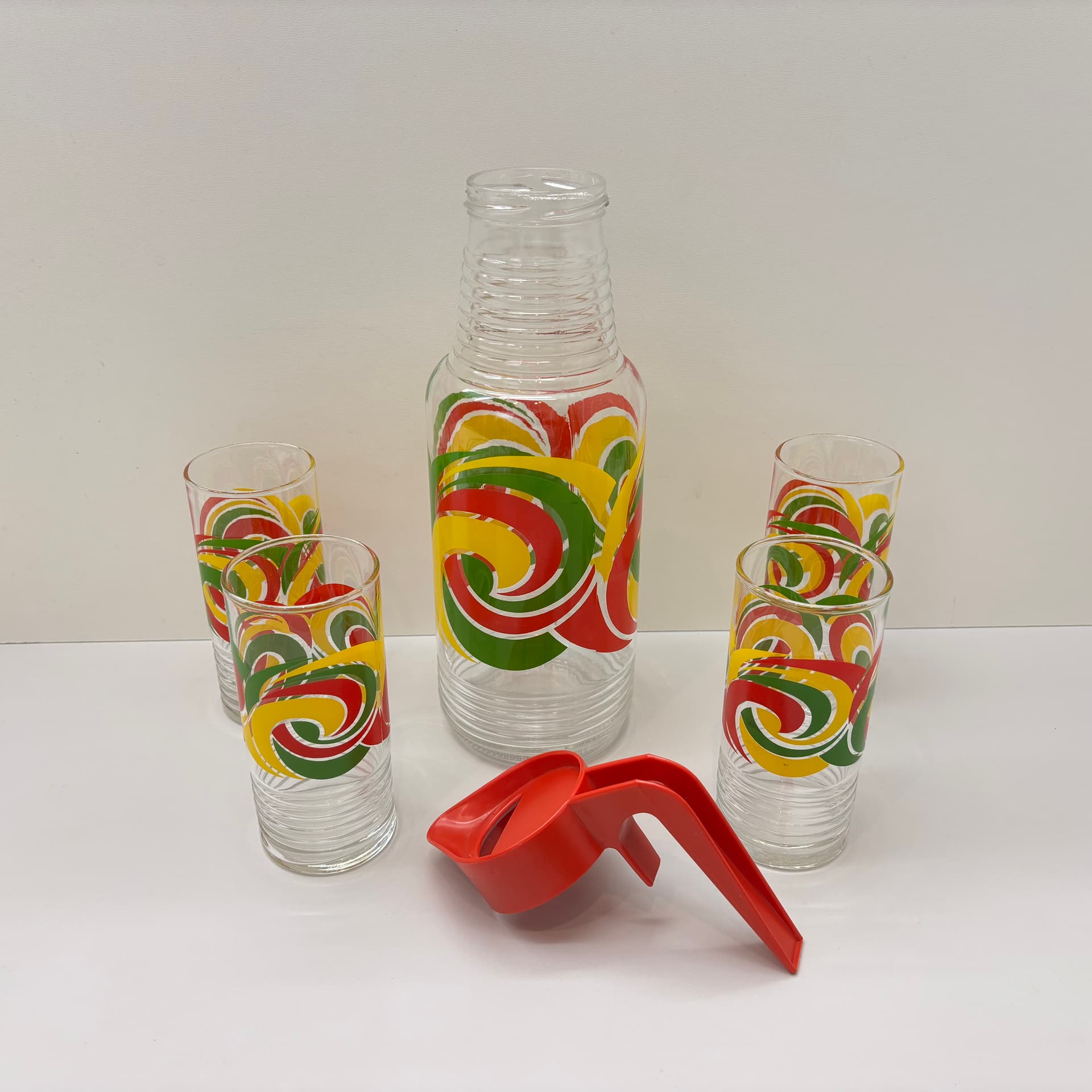 Zestaw szklanek i dzbanek, multikolor, szkło, Niemcy, lata 80. - 83171