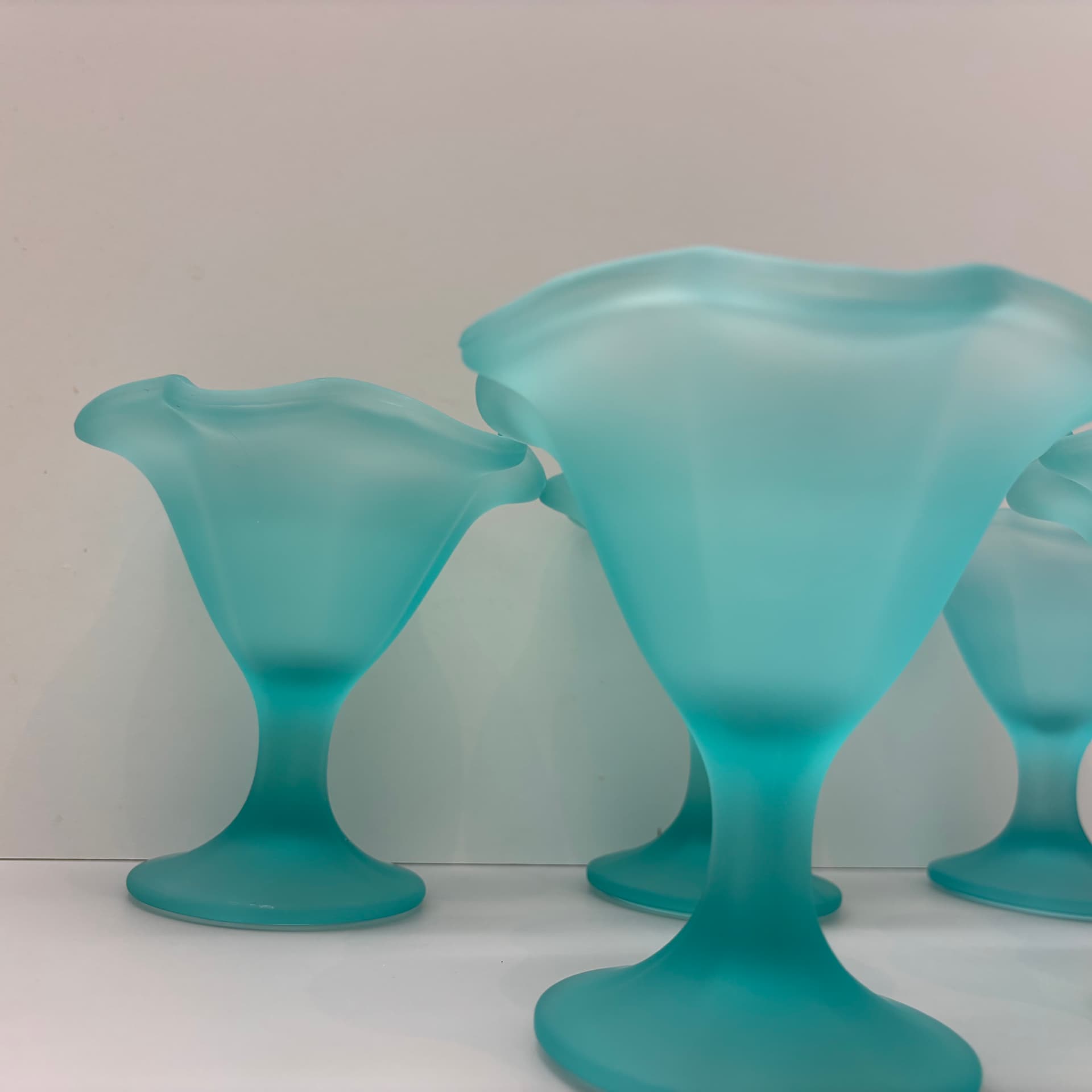 Set of dessert cups Miranda, turquoise glass, by H. Orvola, Italy, 1970s. - 83190
