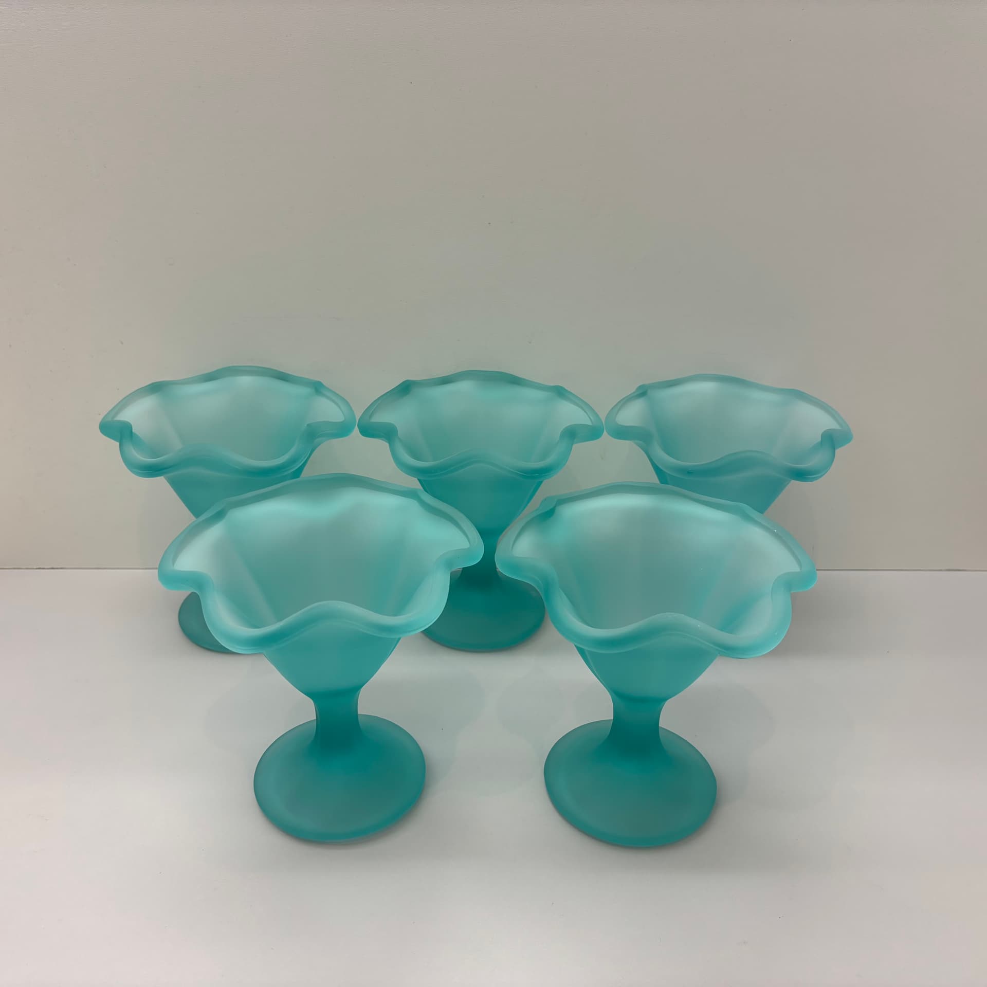 Set of dessert cups Miranda, turquoise glass, by H. Orvola, Italy, 1970s. - 83191