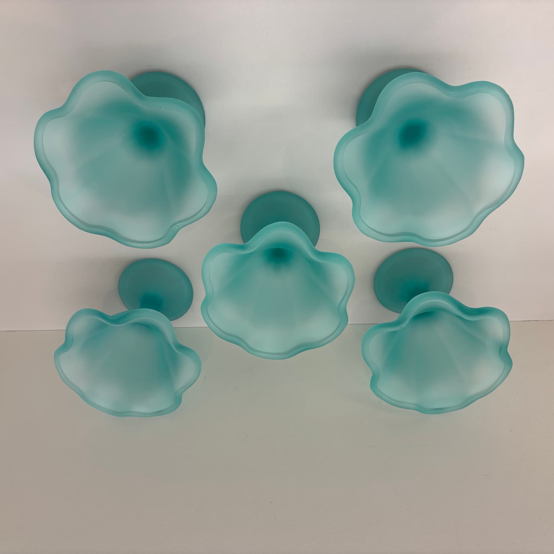 Set of dessert cups Miranda, turquoise glass, by H. Orvola, Italy, 1970s. - 83182