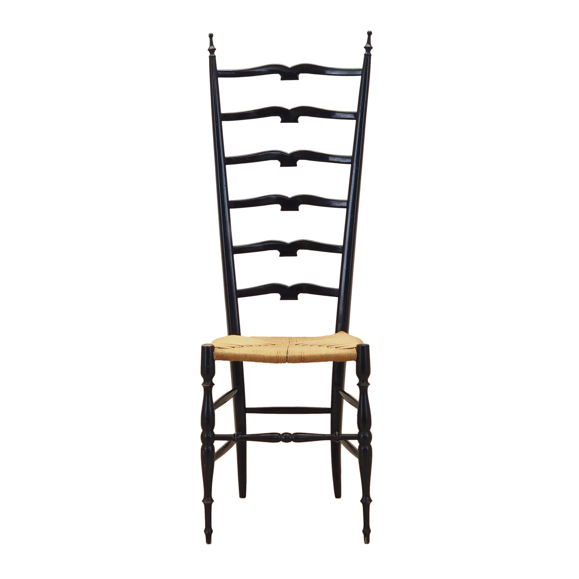 Chair Chiavari, black beech, rattan, by G. Ponti, Italy, 1950s.