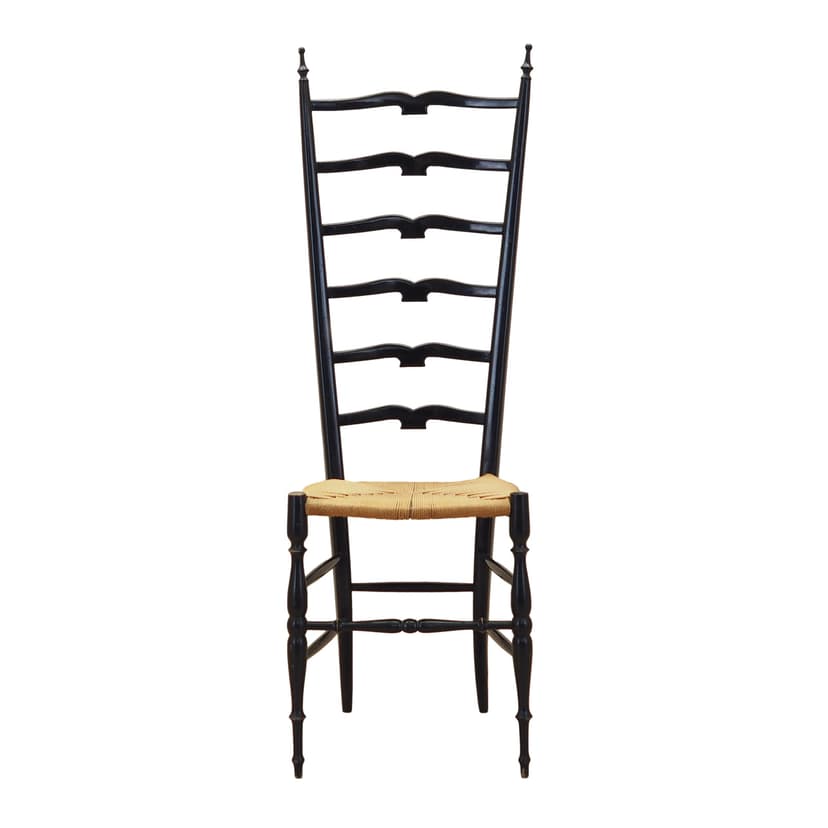 Krzesło Chiavari, buk czarny, rattan, proj. G. Ponti, Włochy, lata 50.