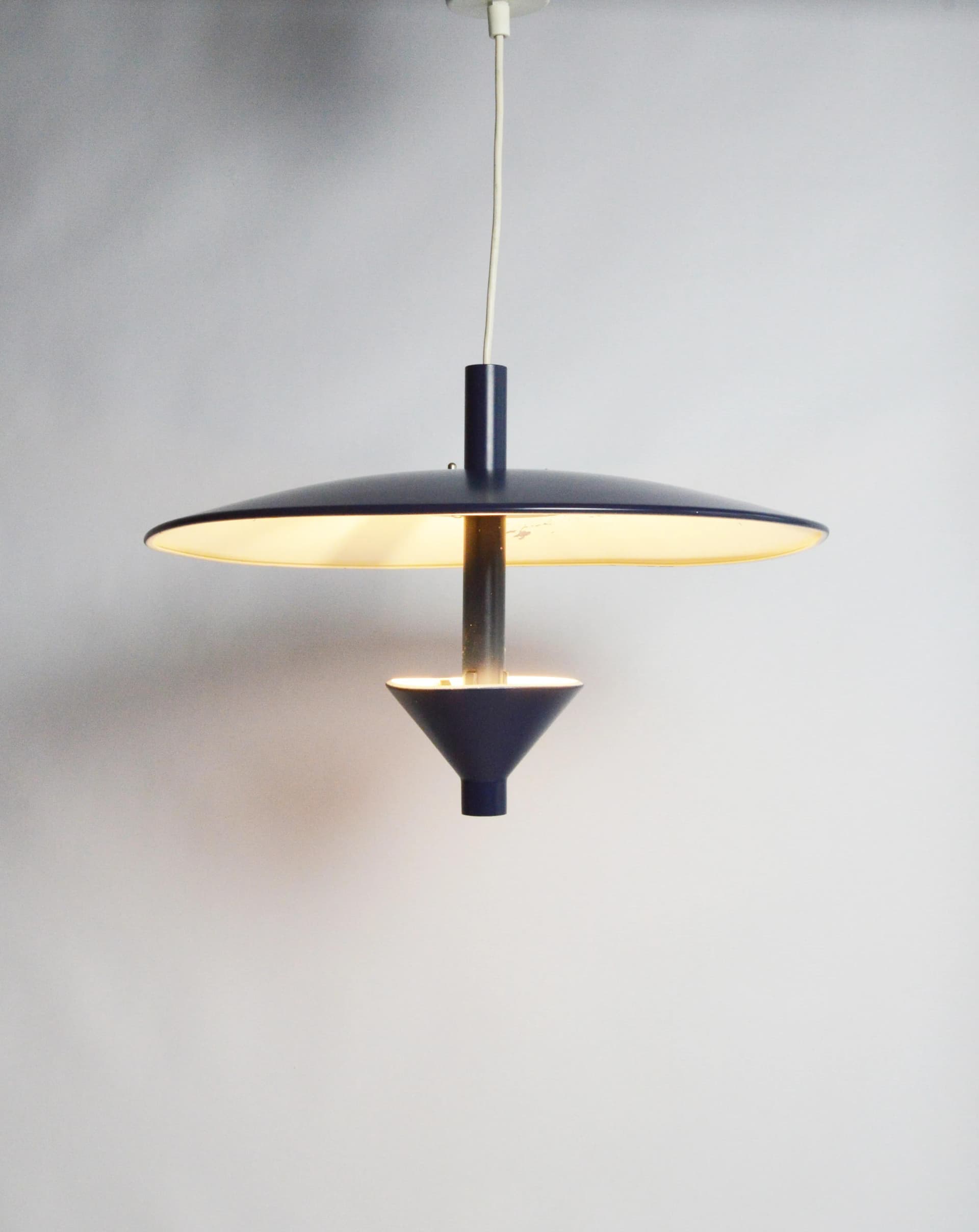 Pendant lamp, navy blue metal, Belid, Sweden, 1980s. - 87164