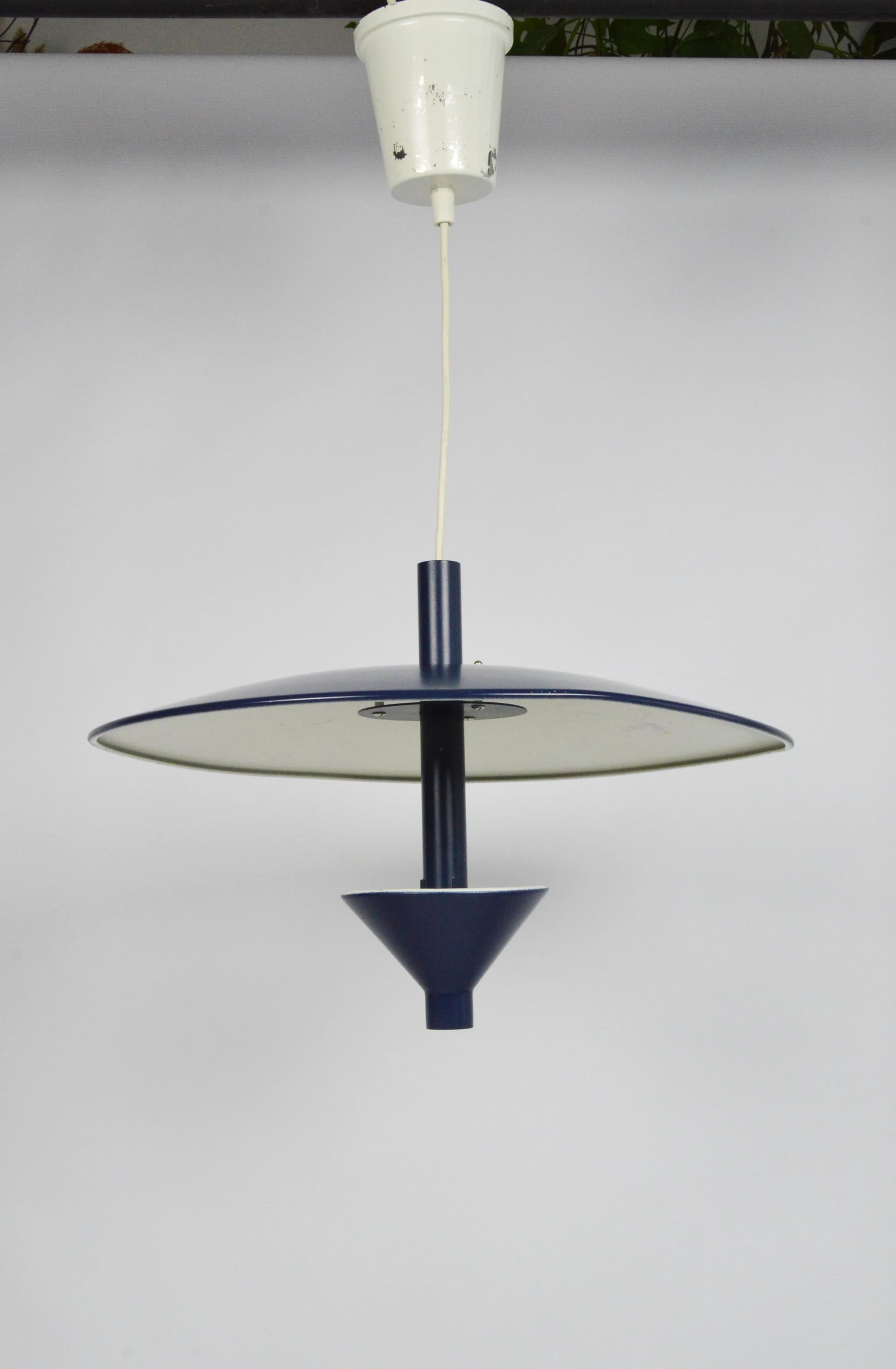 Pendant lamp, navy blue metal, Belid, Sweden, 1980s. - 87157