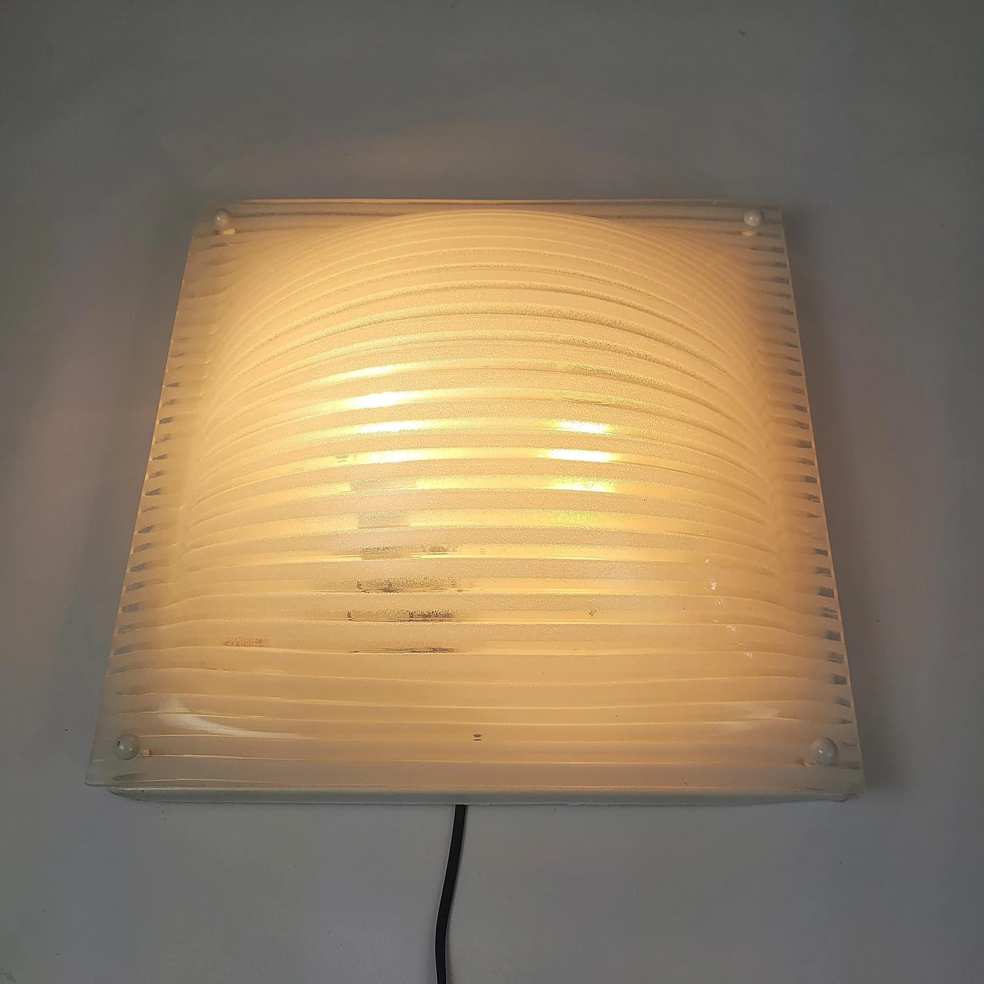 Flush Mount Space Age, ivory white acrylic, Poland, 1970s. - 87144