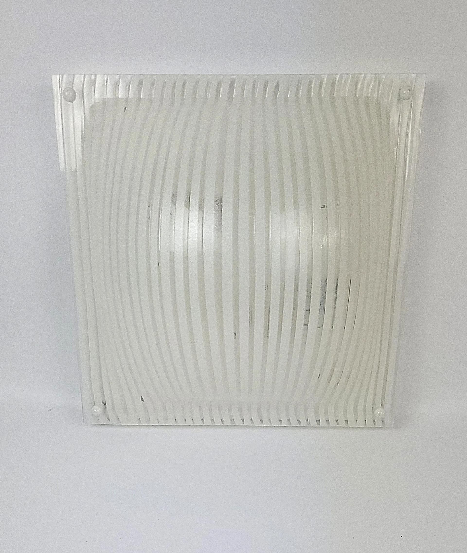 Flush Mount Space Age, ivory white acrylic, Poland, 1970s. - 87148