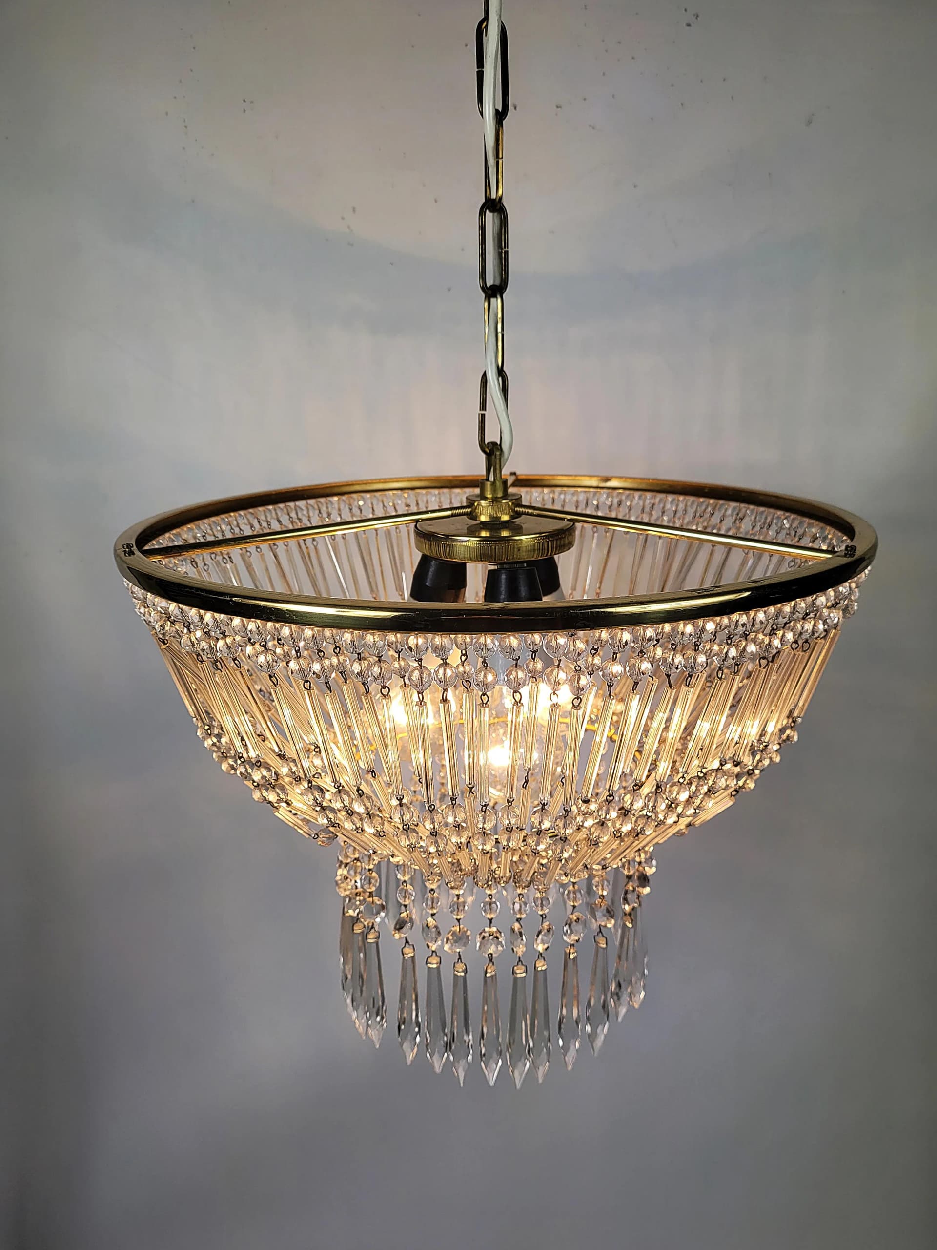Chandelier, golden crystal, 1970s - 87080