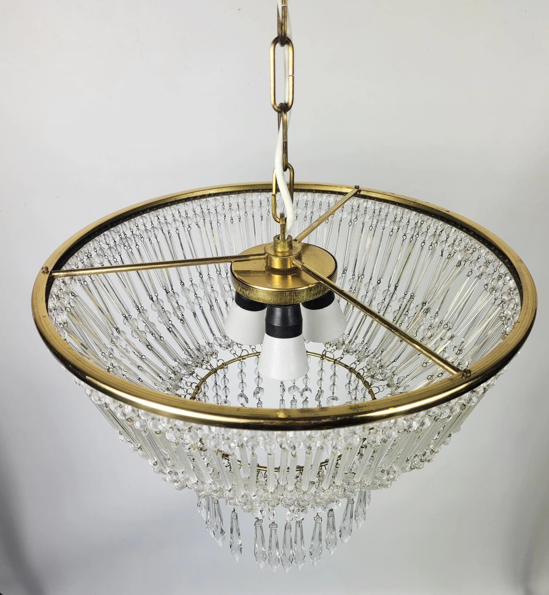 Chandelier, golden crystal, 1970s - 87077