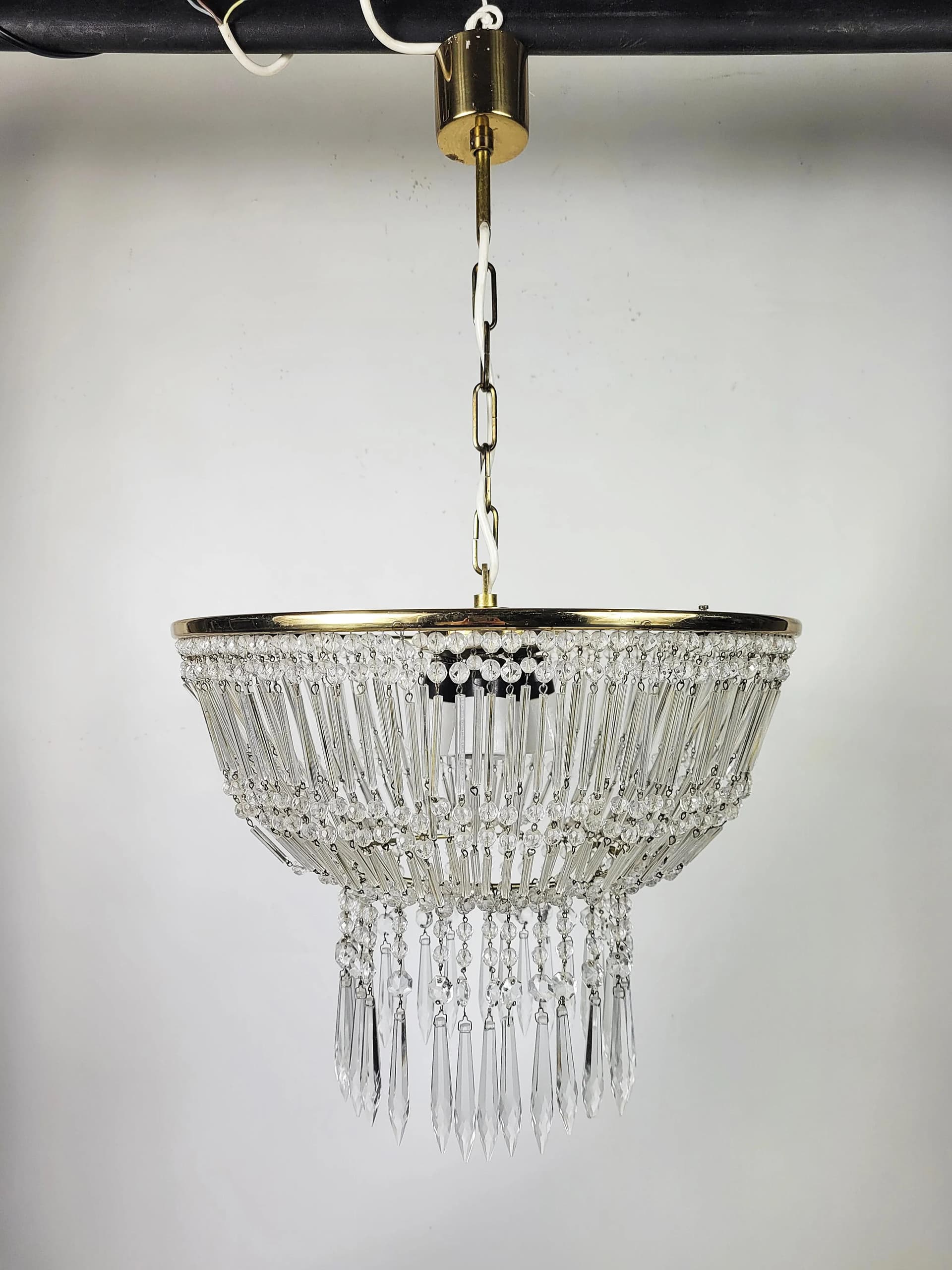 Chandelier, golden crystal, 1970s - 87073