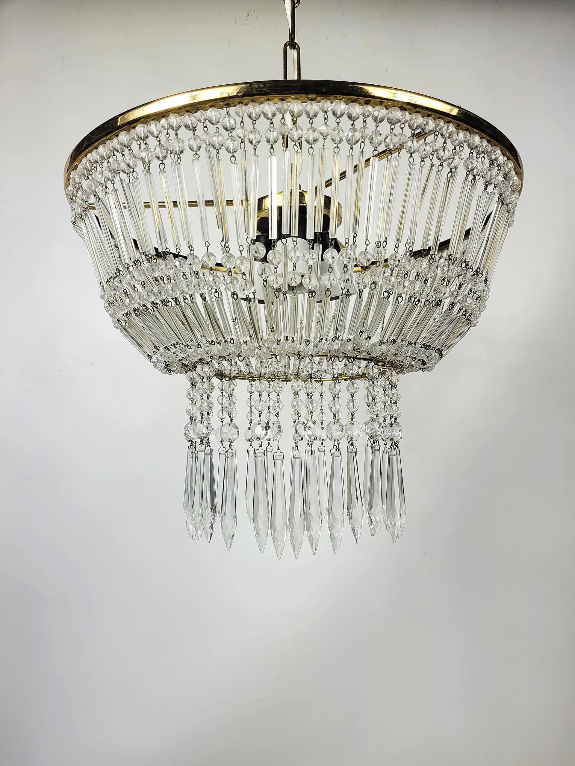 Chandelier, golden crystal, 1970s - 87075