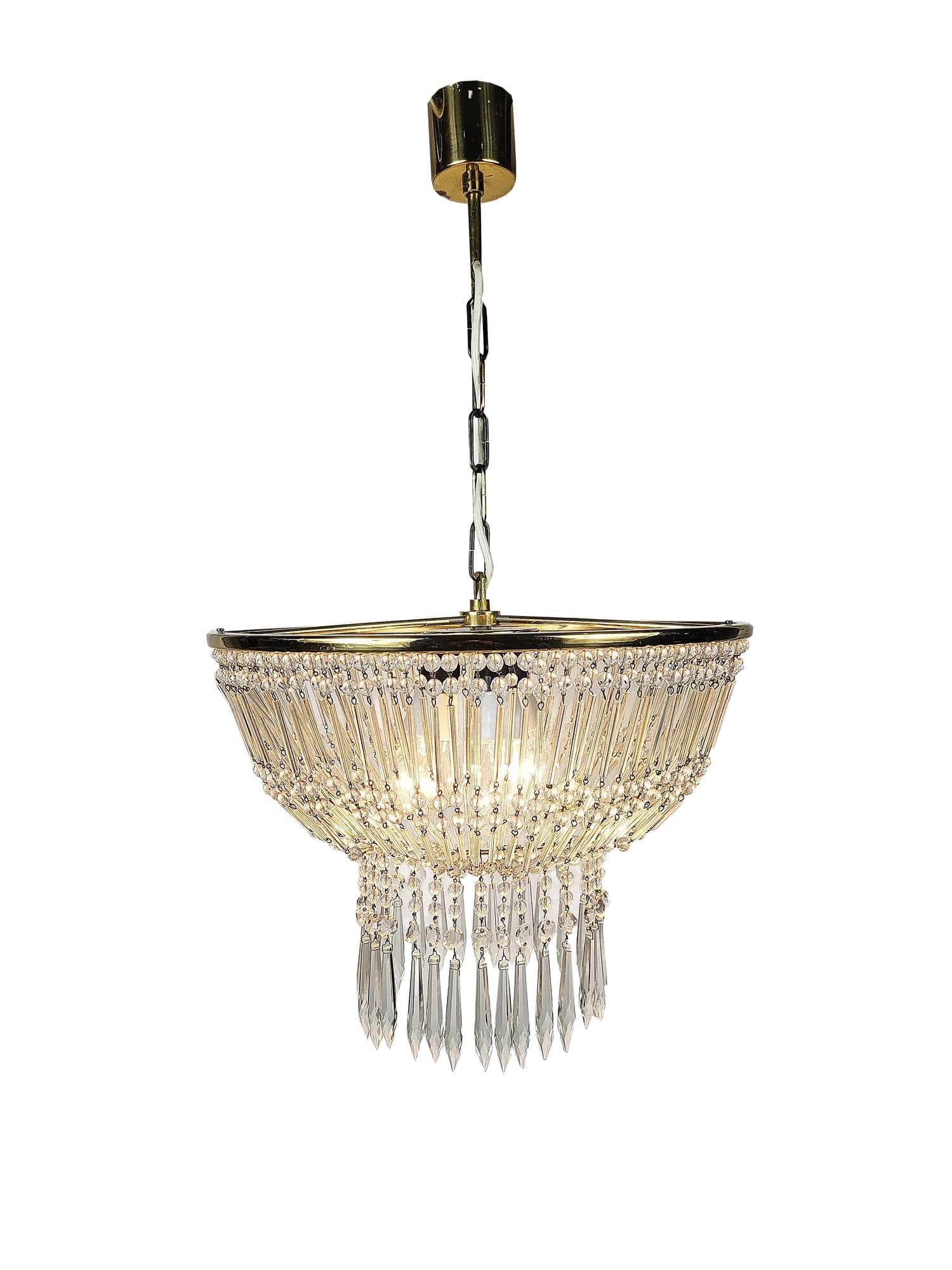 Chandelier, golden crystal, 1970s