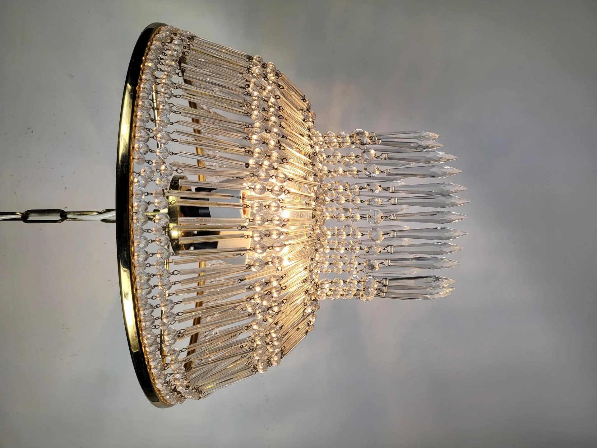 Chandelier, golden crystal, 1970s - 87079