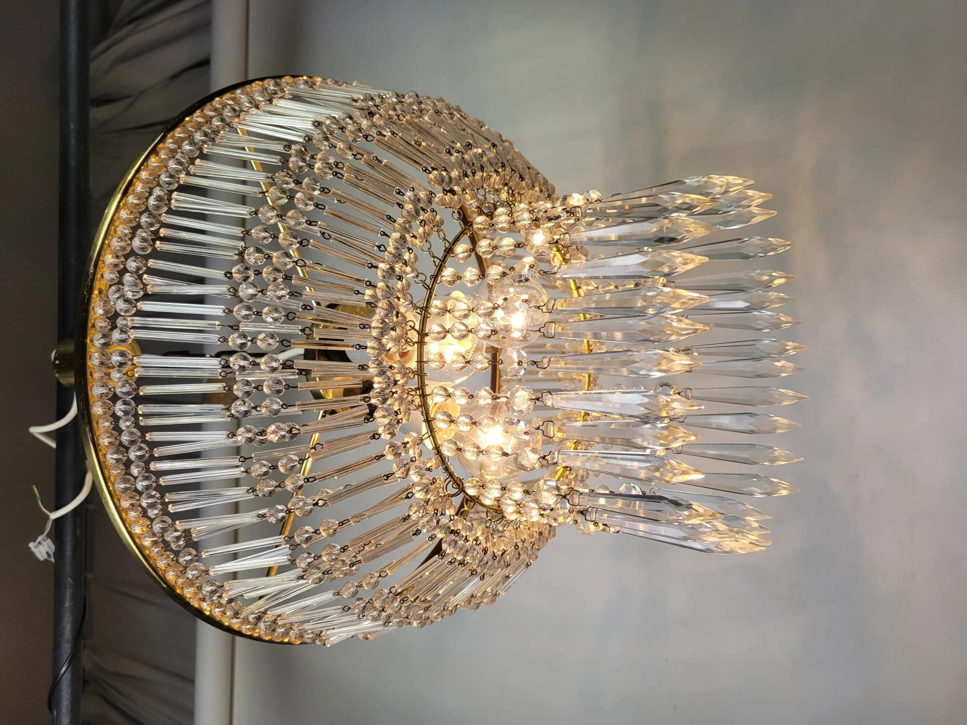 Chandelier, golden crystal, 1970s - 87081