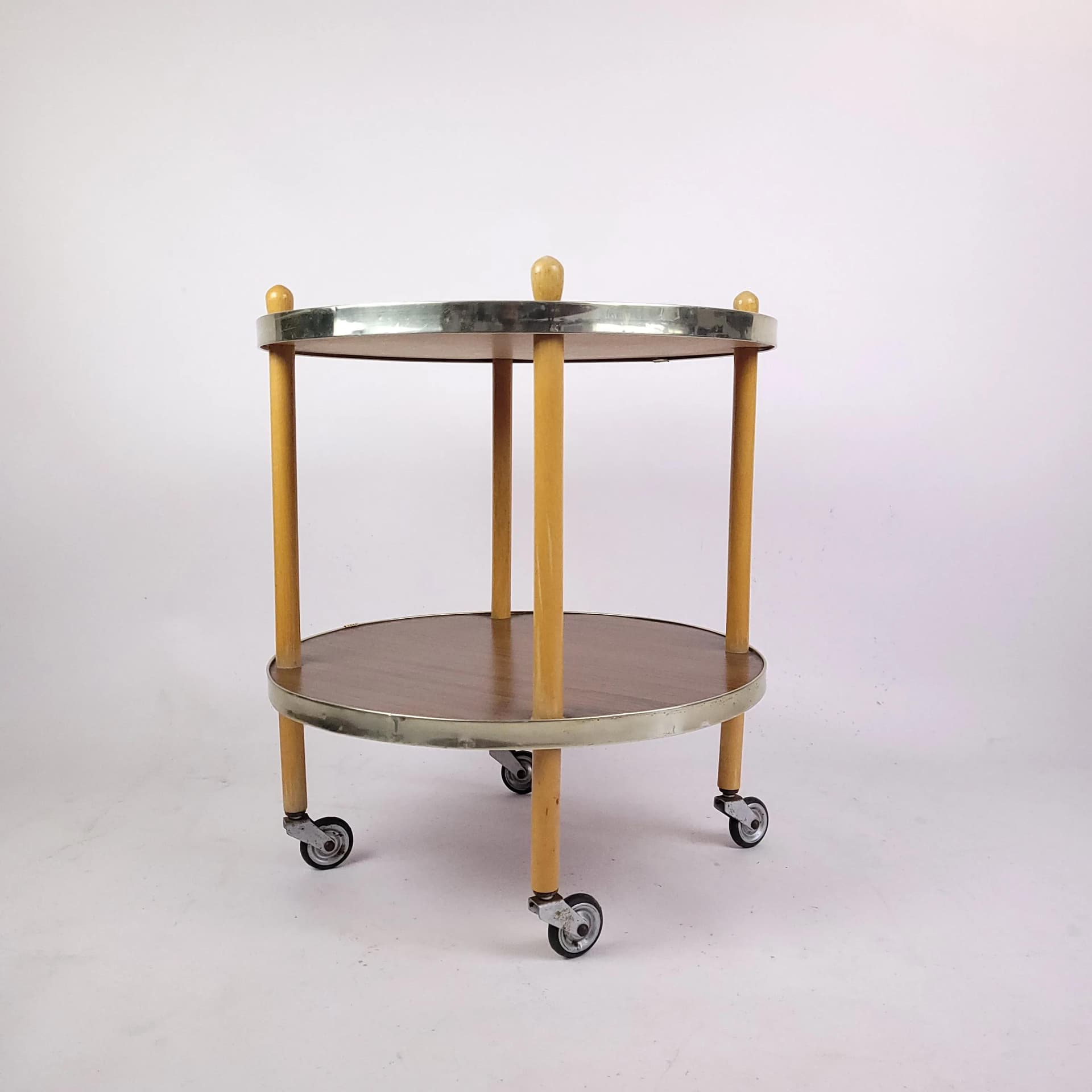 Bar cart, brown wood, Poland, 1970s. - 87067