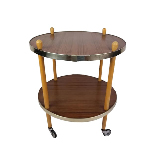 Bar cart, brown wood, Poland, 1970s. - DIMENSION