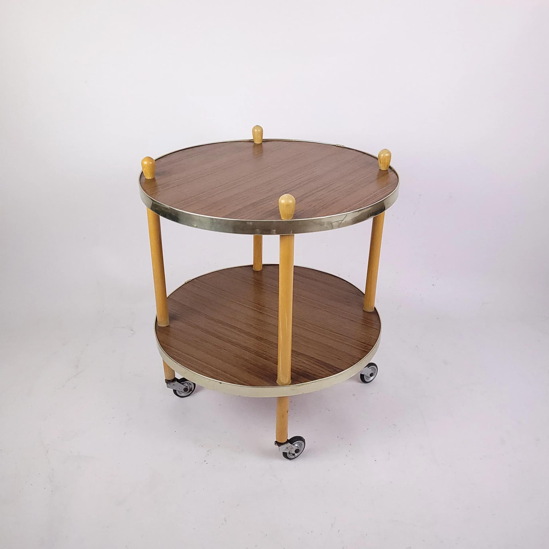 Bar cart, brown wood, Poland, 1970s. - 87066