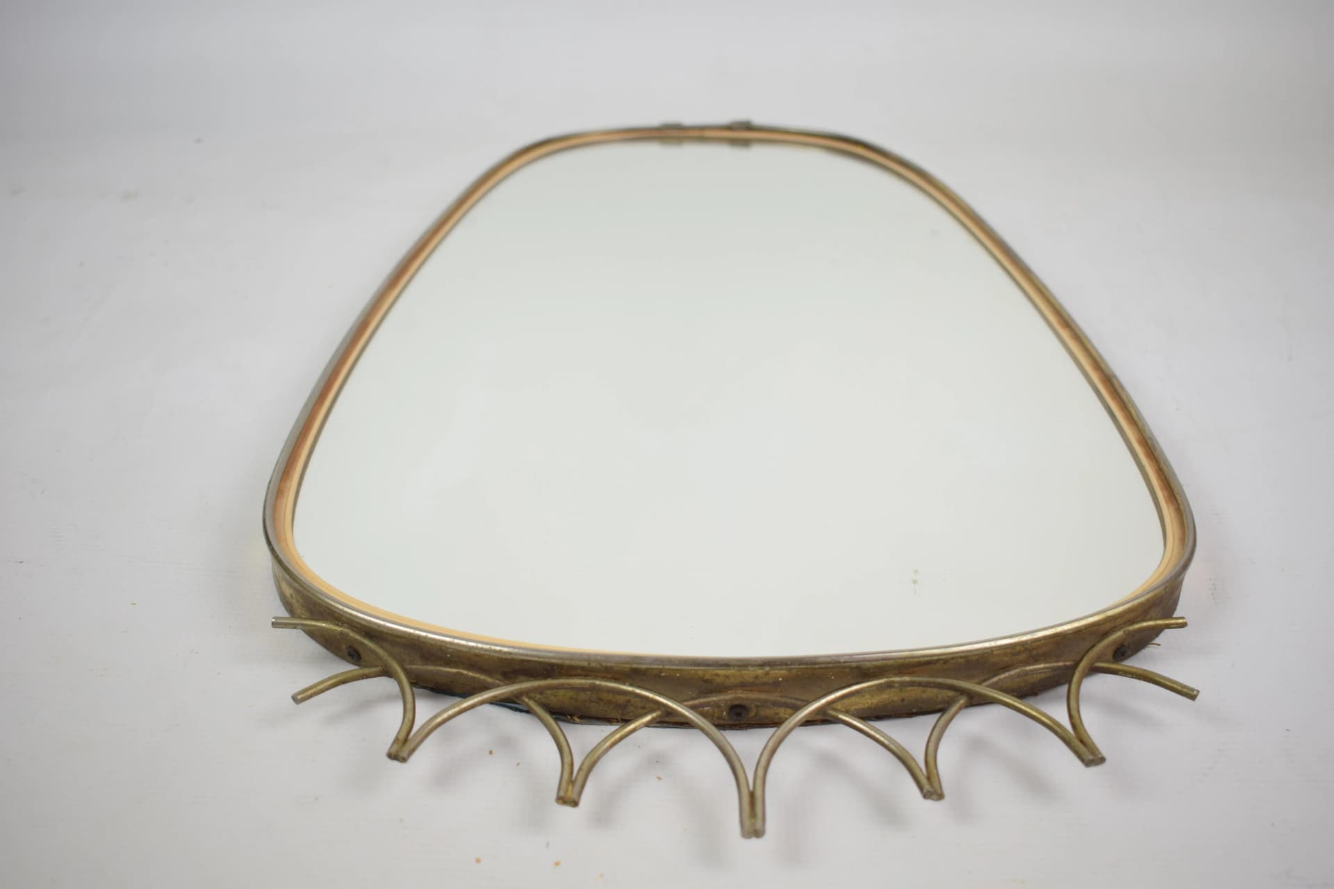 Wall mirror rockabilly, golden brass, Poland, 1960s. - 87060