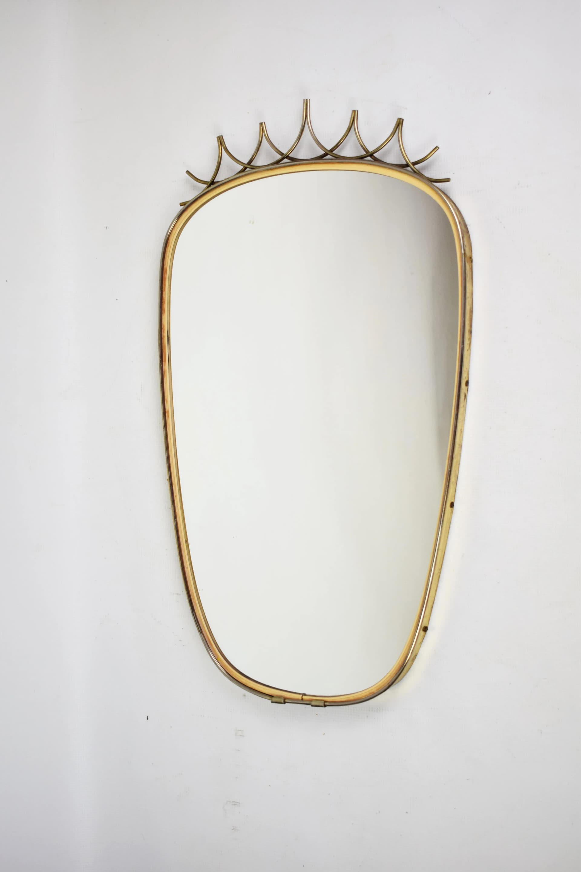 Wall mirror rockabilly, golden brass, Poland, 1960s. - 87063
