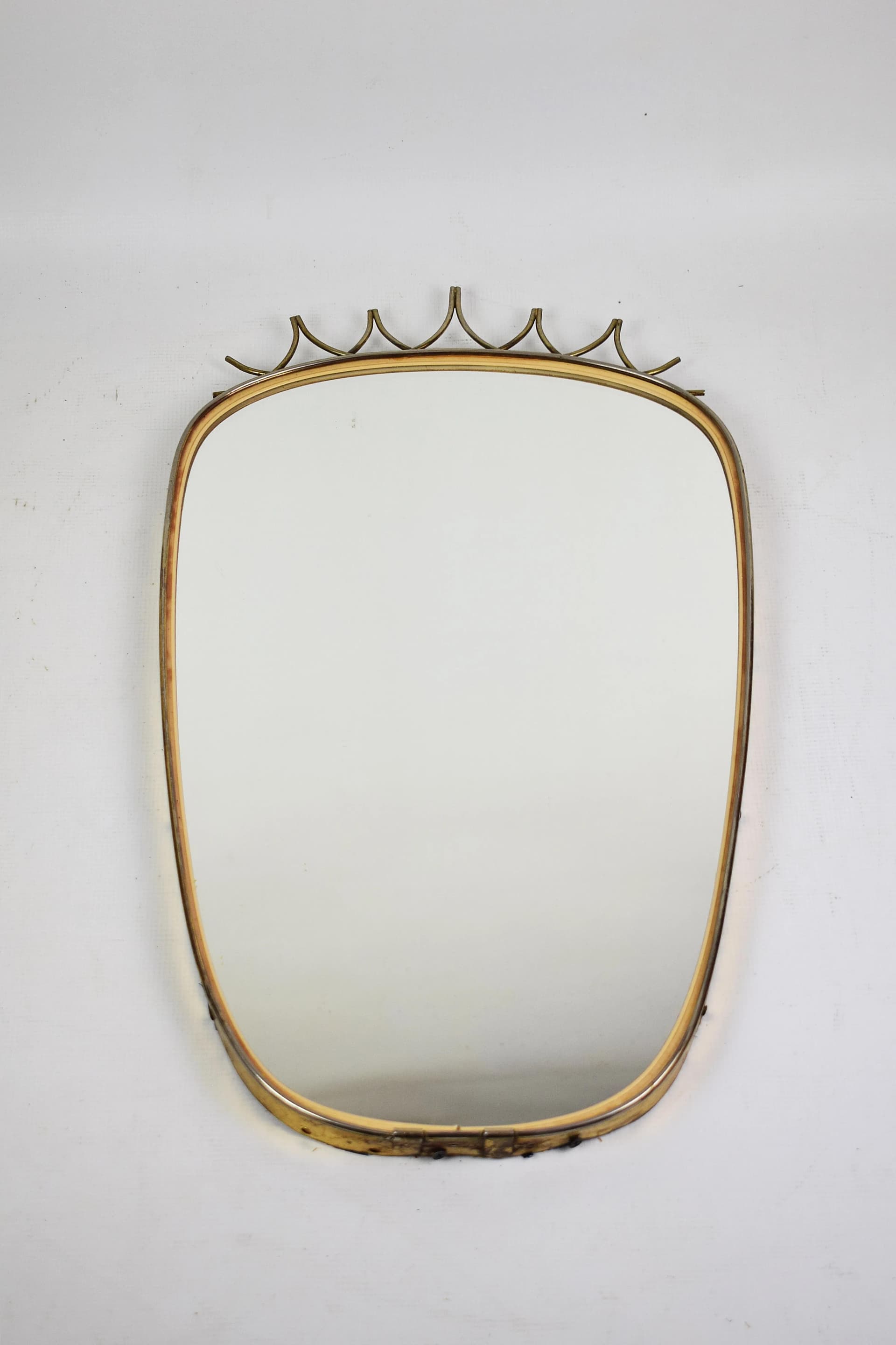 Wall mirror rockabilly, golden brass, Poland, 1960s. - 87061