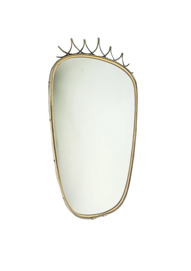 Wall mirror rockabilly, golden brass, Poland, 1960s. - DIMENSION