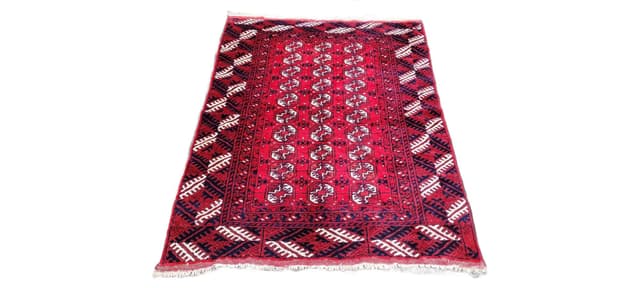 Dywan afgański, 173x115cm, czerwony, wełna, Afganistan, lata 80. - WYMIARY