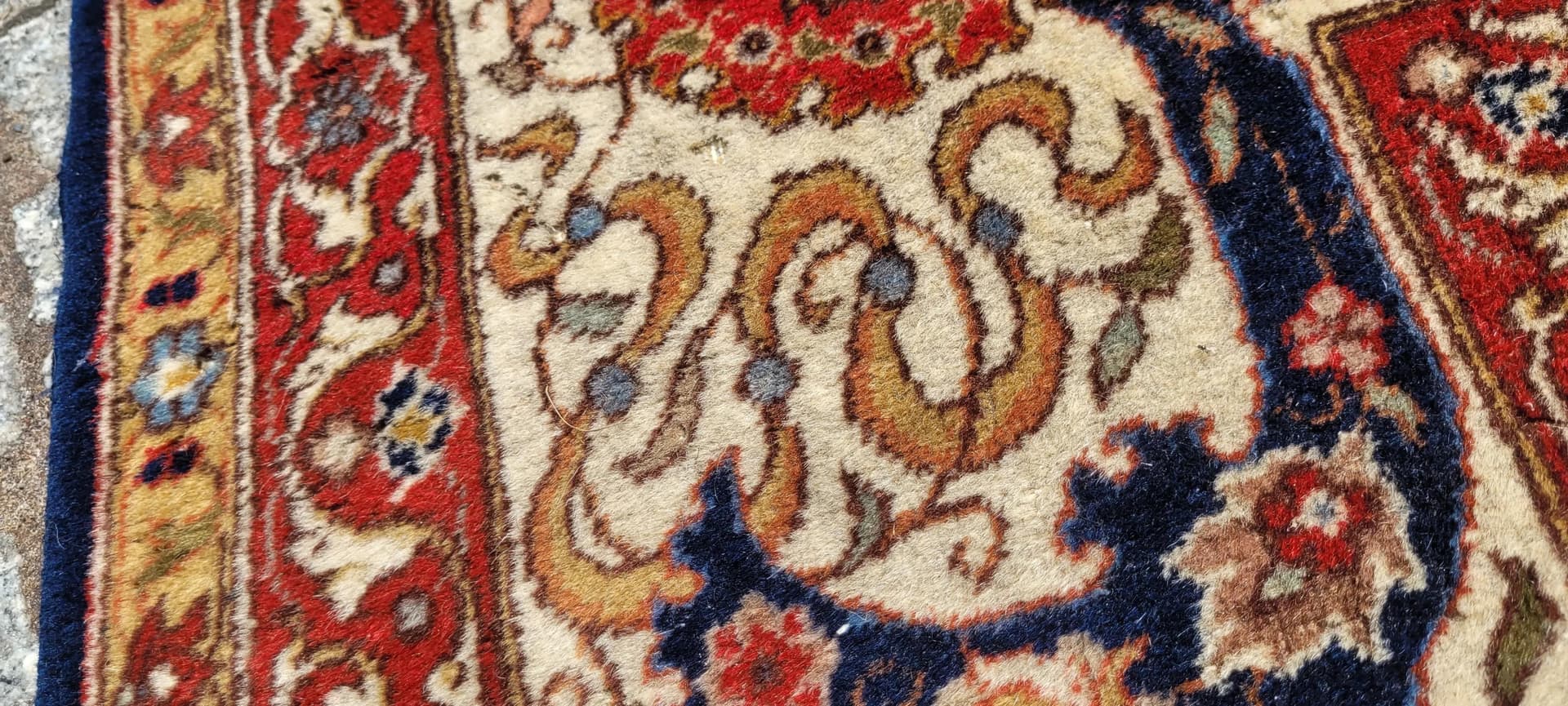 Dywan Isfahan, 250x355 cm, granatowy, wełna, Iran, lata 60. - 89245