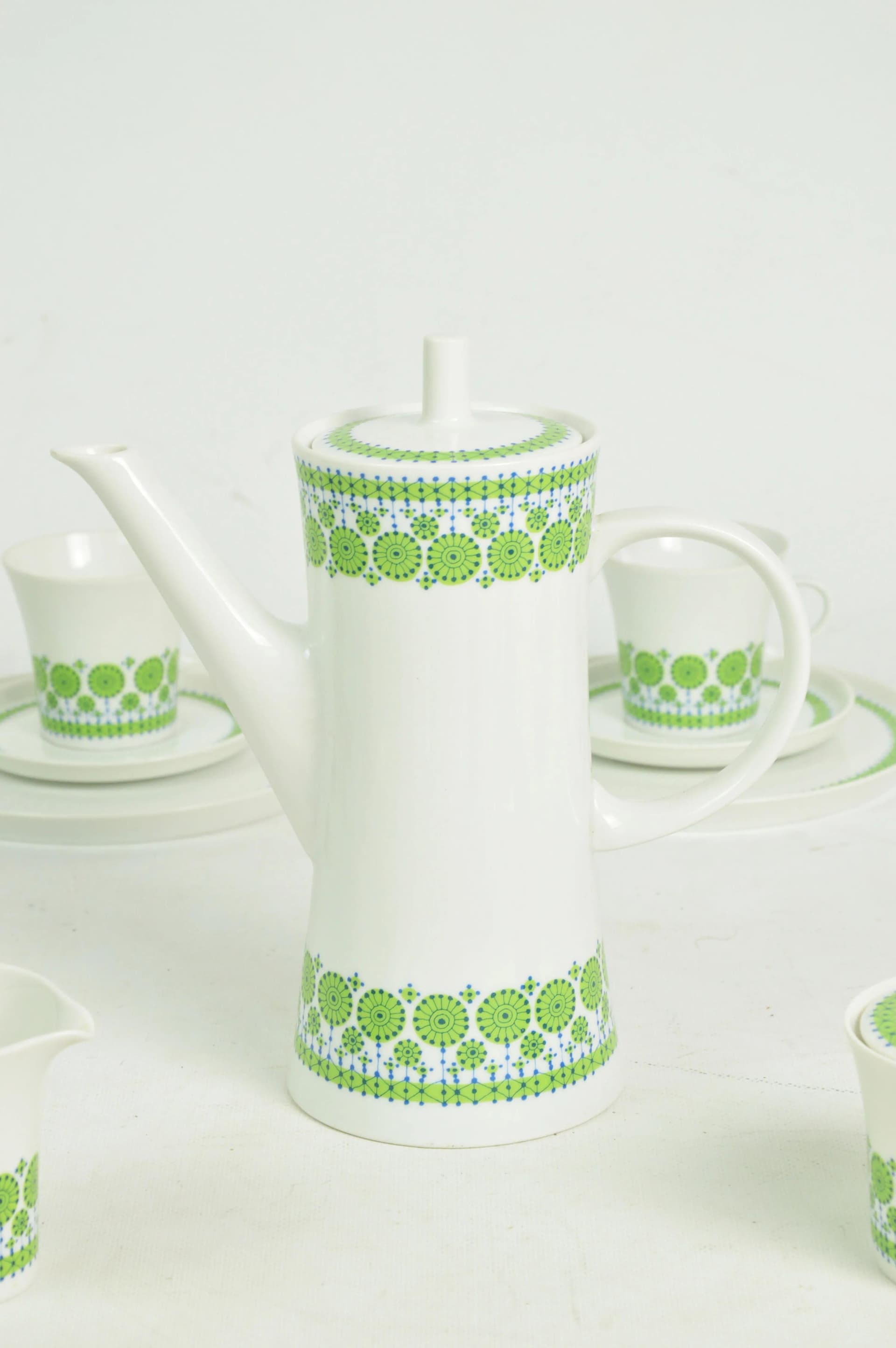 Coffee set, Melitta, white green porcelain, Germany, 1970s. - 87012