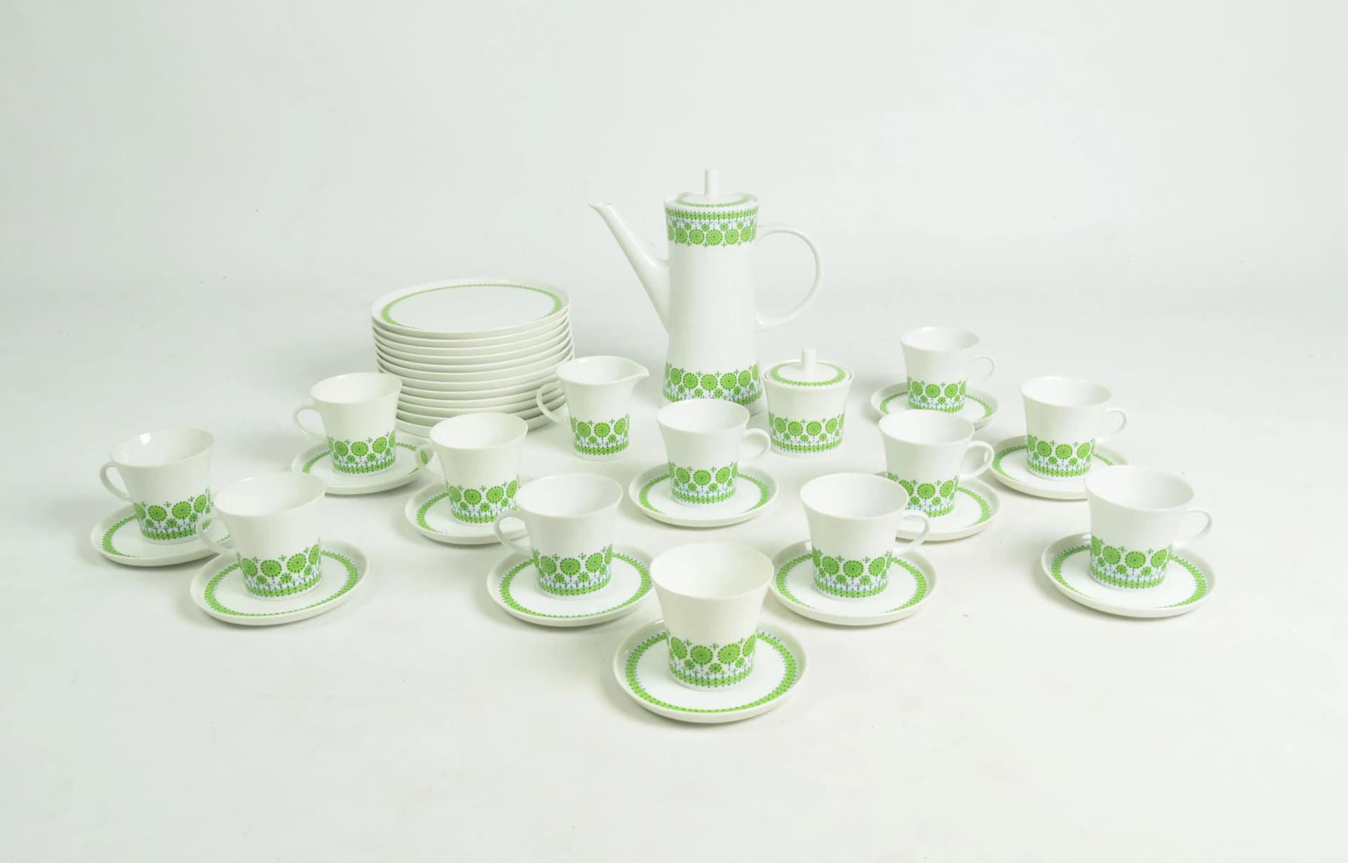 Coffee set, Melitta, white green porcelain, Germany, 1970s. - 87015