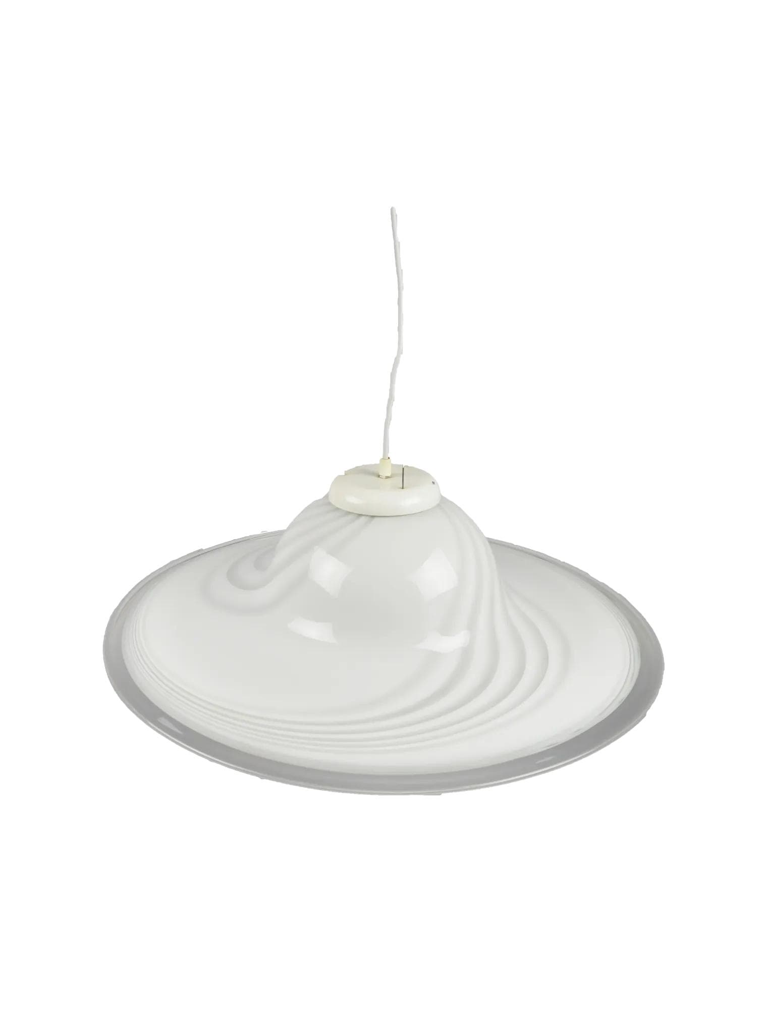 Pendant Lamp Honzel, white glass, Germany, 1980s.