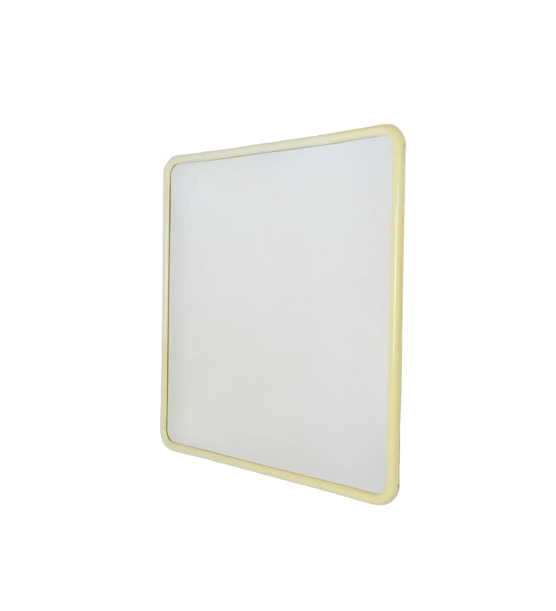 Wall mirror, ivory white plastic, Poland, 1970s.