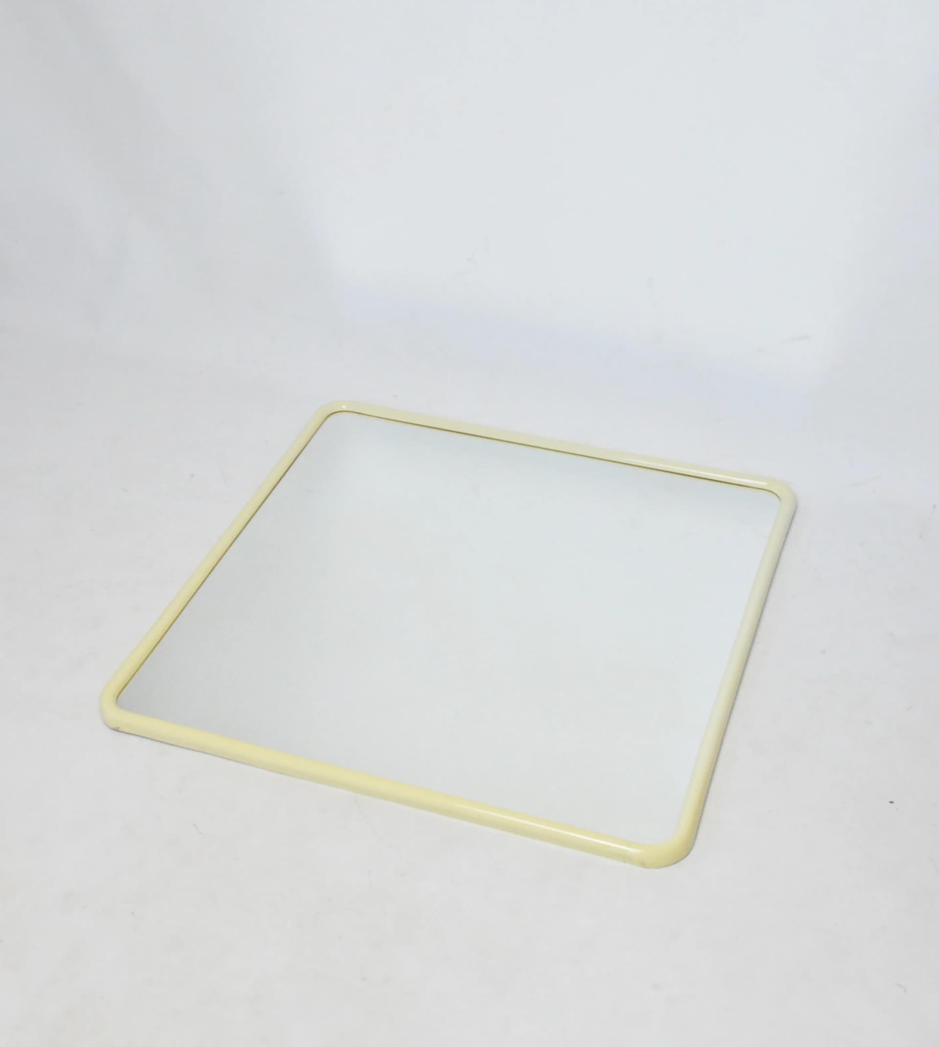 Wall mirror, ivory white plastic, Poland, 1970s. - 86999