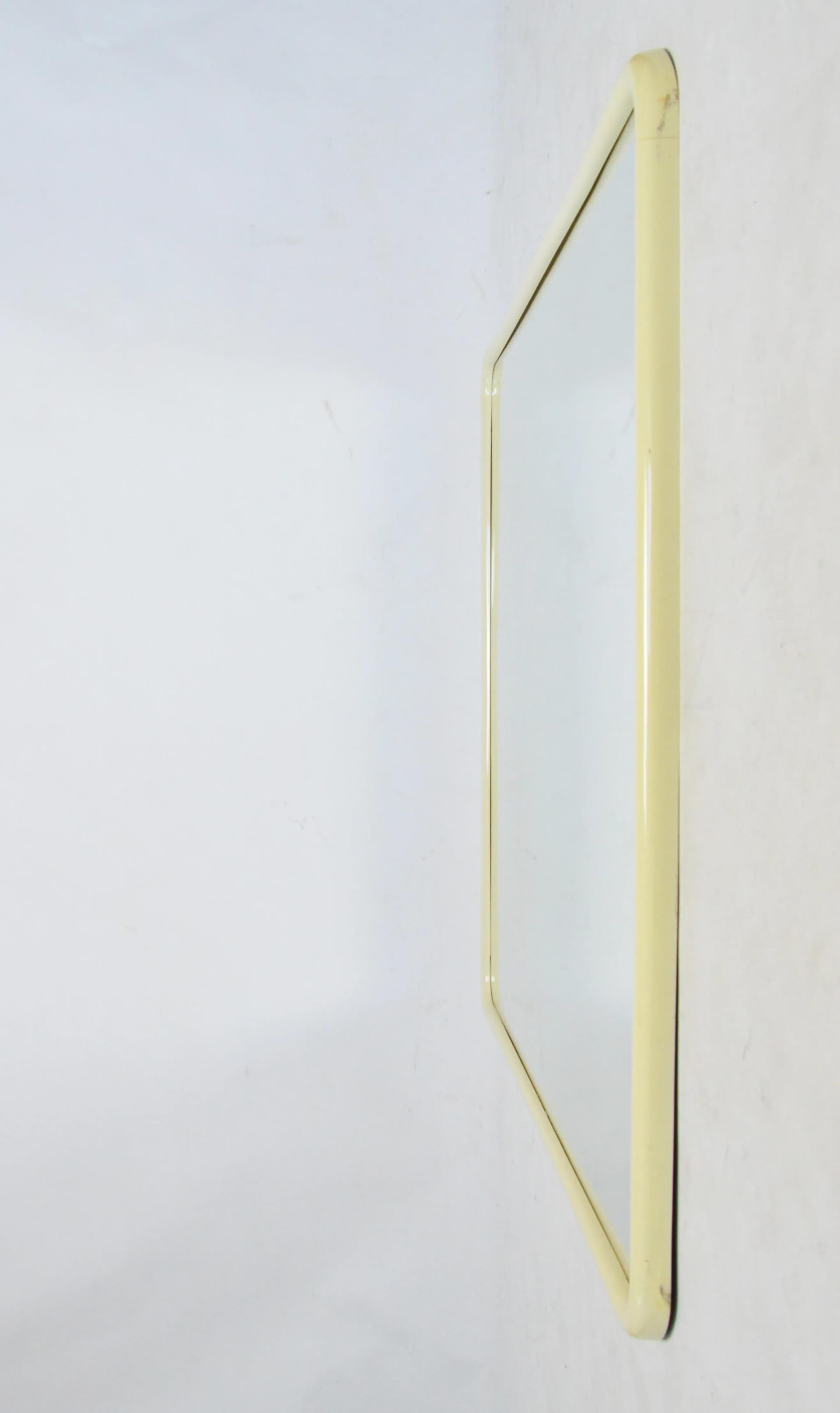 Wall mirror, ivory white plastic, Poland, 1970s. - 86998