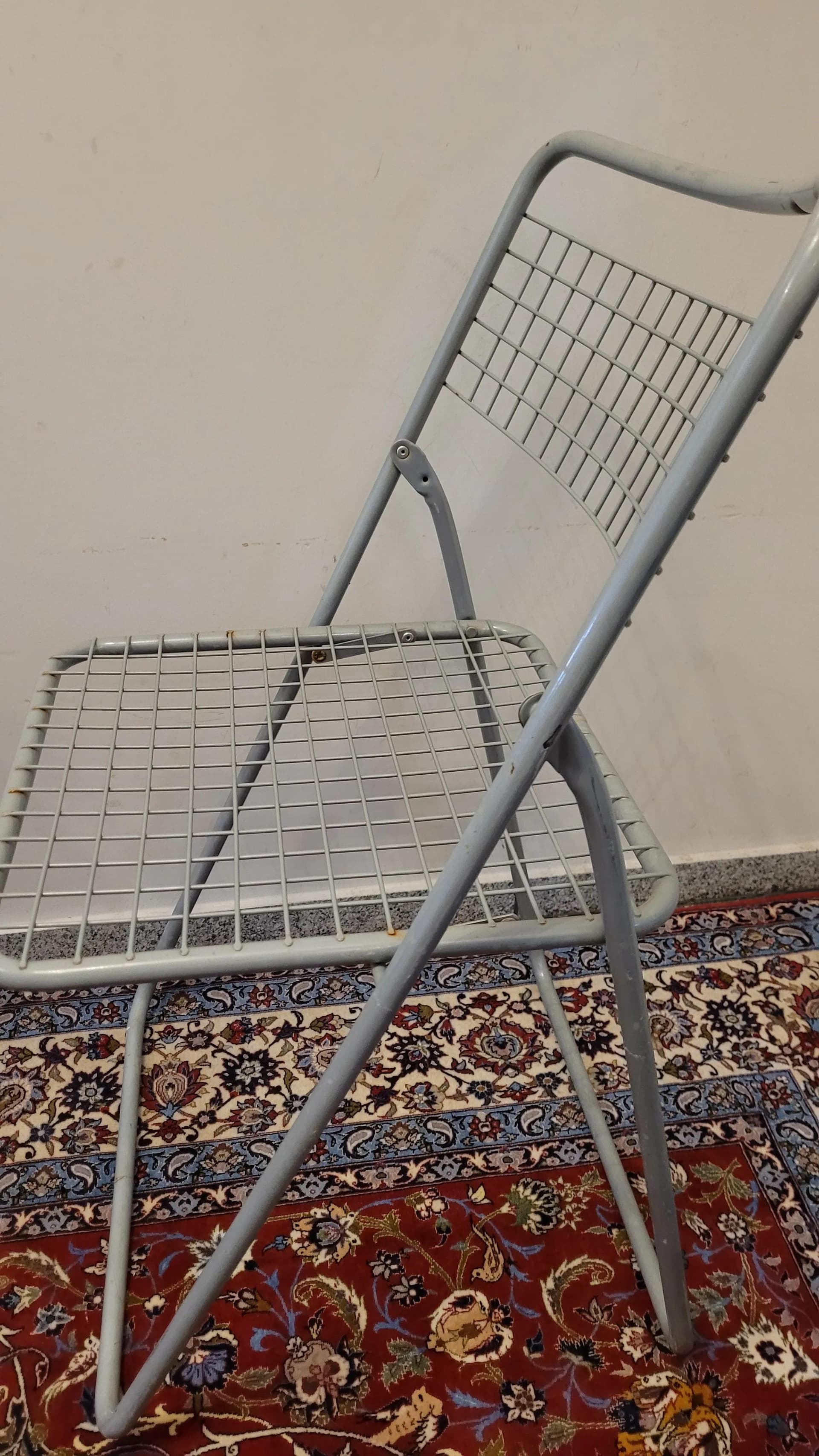 Komplet składanych krzeseł, stal szara, Szwecja, lata 80. - 89212