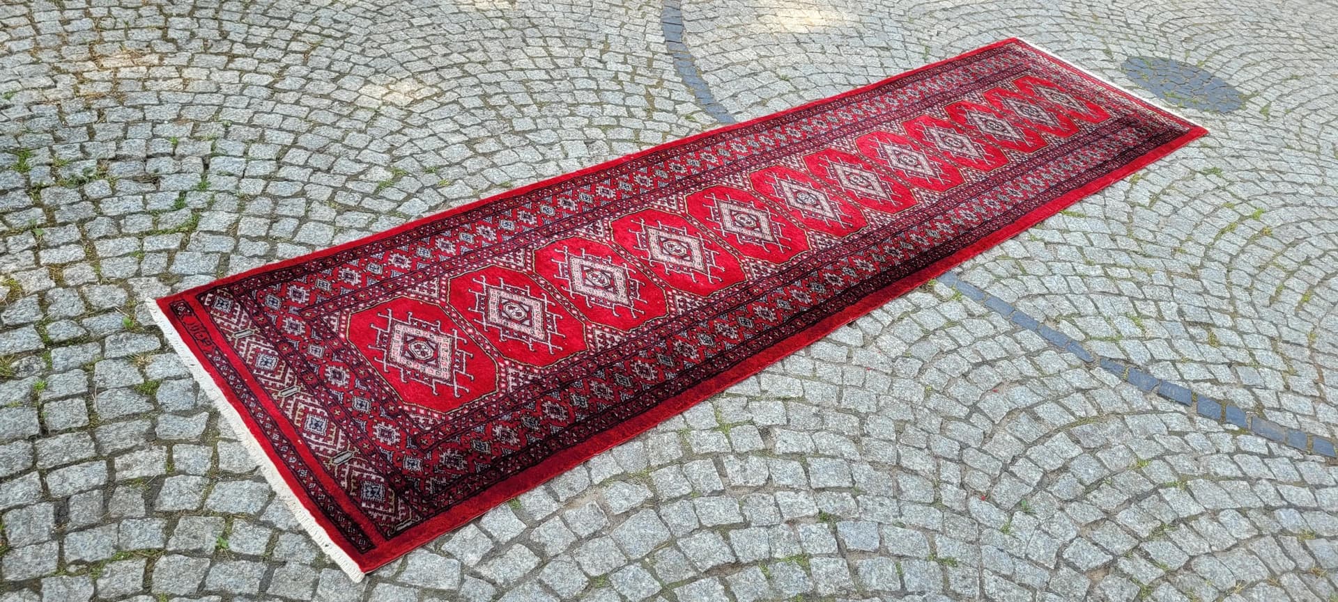 Runner Buchara 82x330 cm, red, wool, Pakistan - 89203