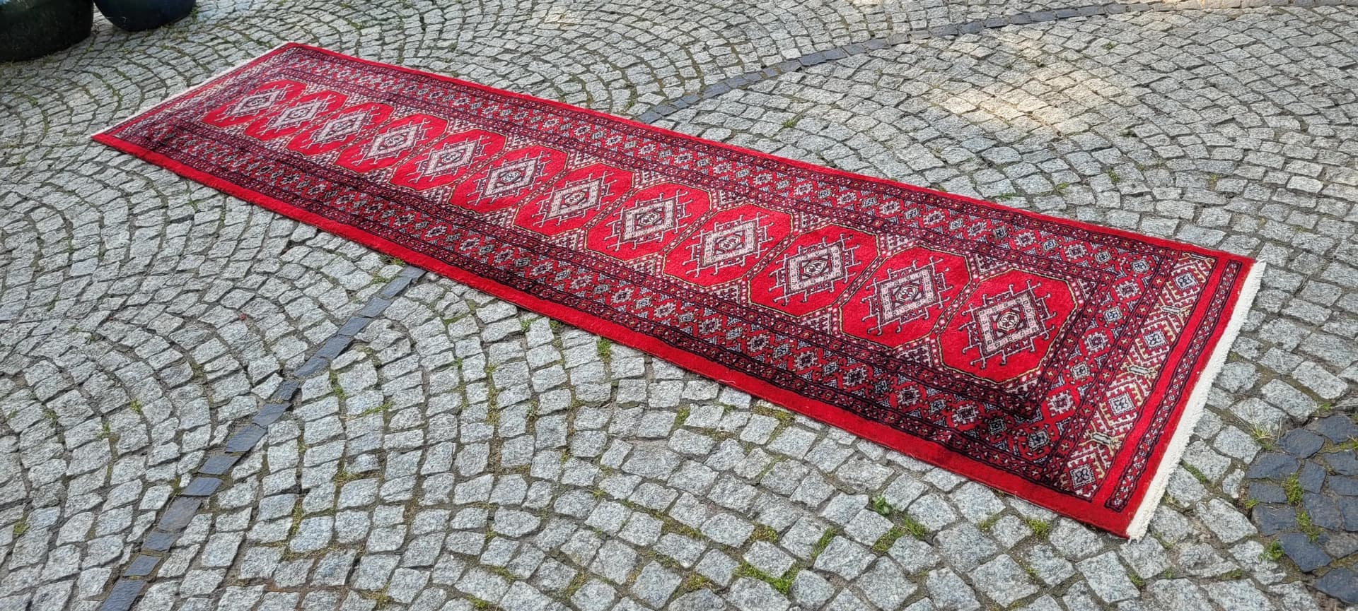 Runner Buchara 82x330 cm, red, wool, Pakistan - 89202