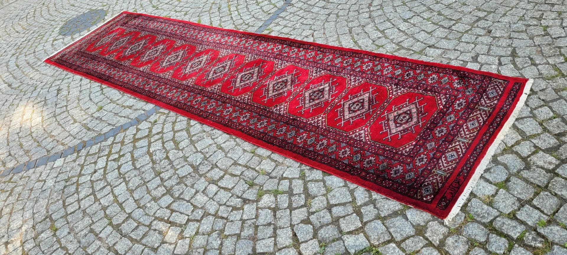 Runner Buchara 82x330 cm, red, wool, Pakistan - 89204