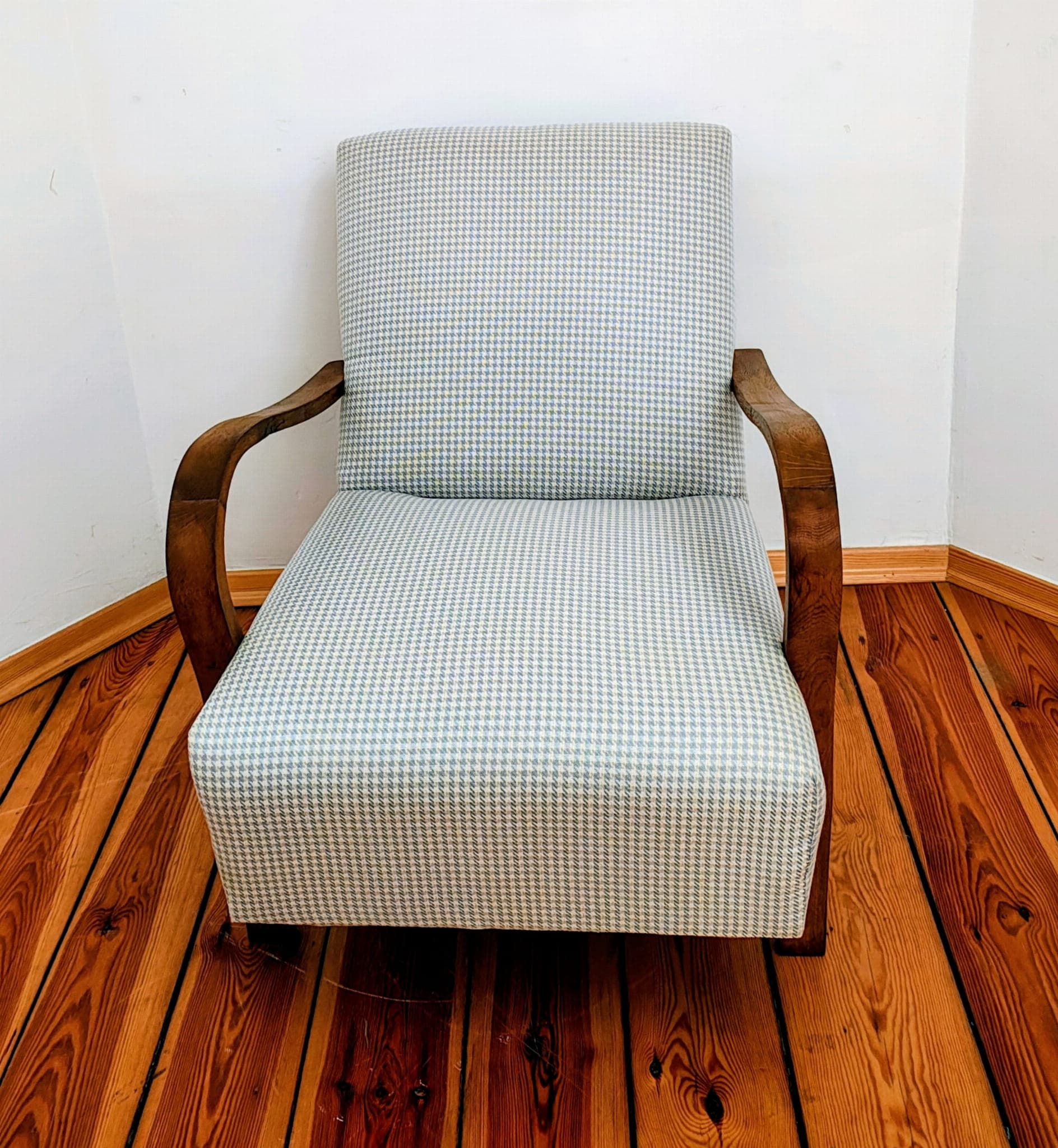 Armchair Mid-century Modern, grey, oak, Czechoslovakia, 1960s. - 83247